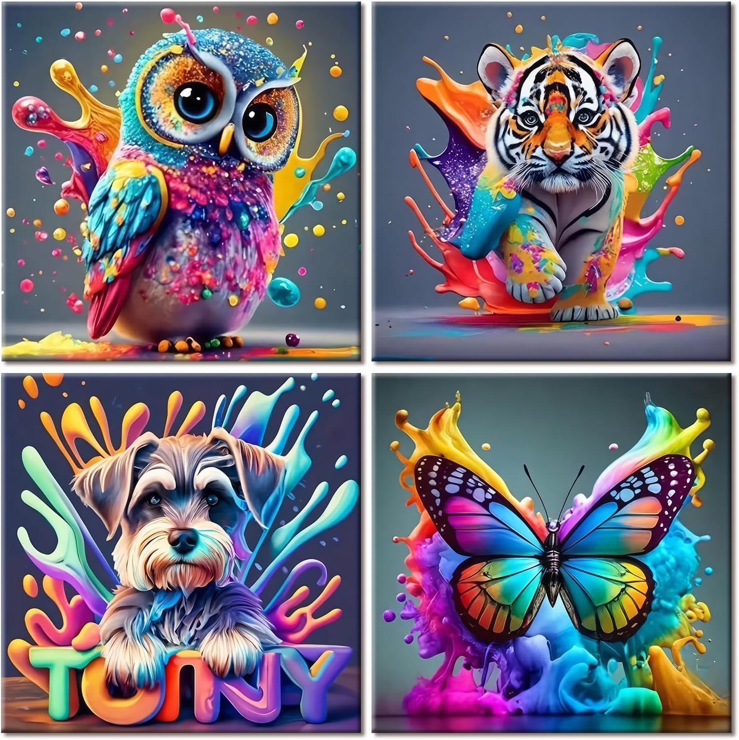 Jolof Store 4-Pack Animal Diamond Art Kits for Kids – Mosaic Craft Set