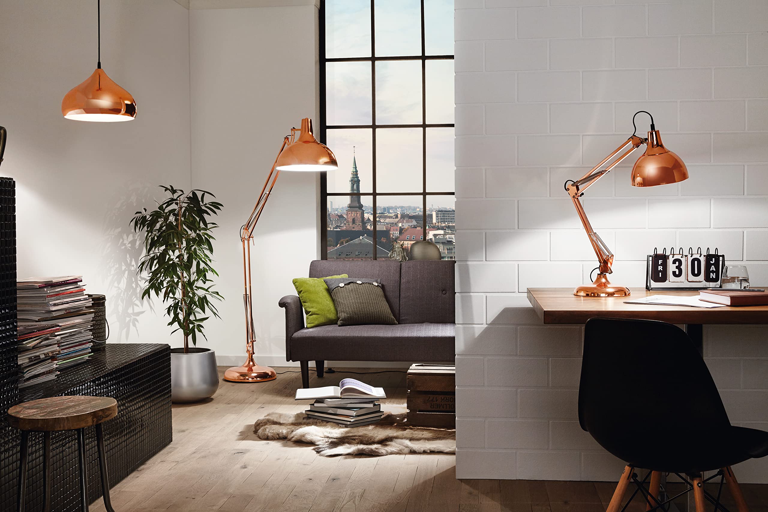 Eglo Borgillio Industrial Copper Desk Lamp – Vintage Steel Table Light