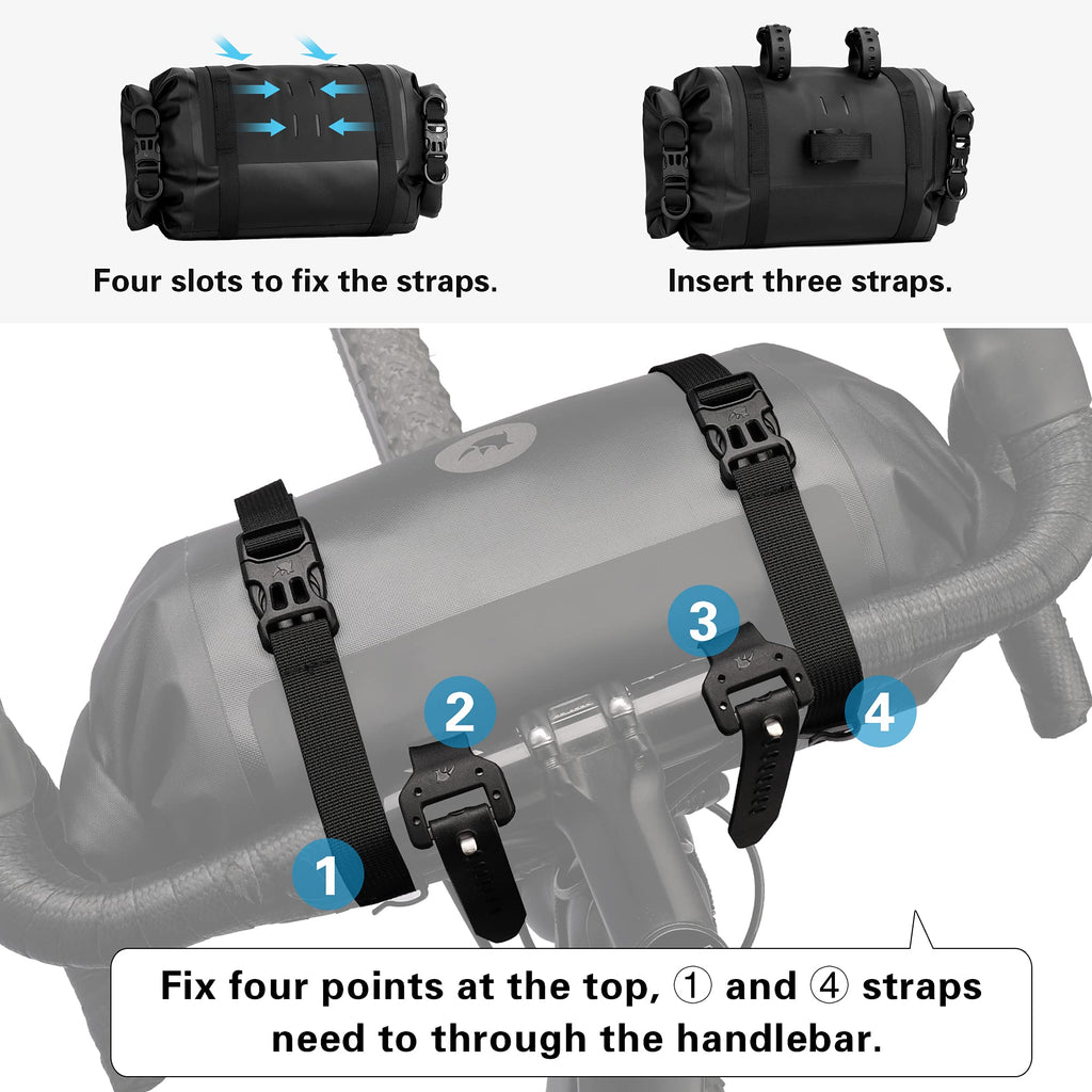 Rhinowalk 2PC Waterproof Bike Handlebar Bag - 12L Large Capacity Set