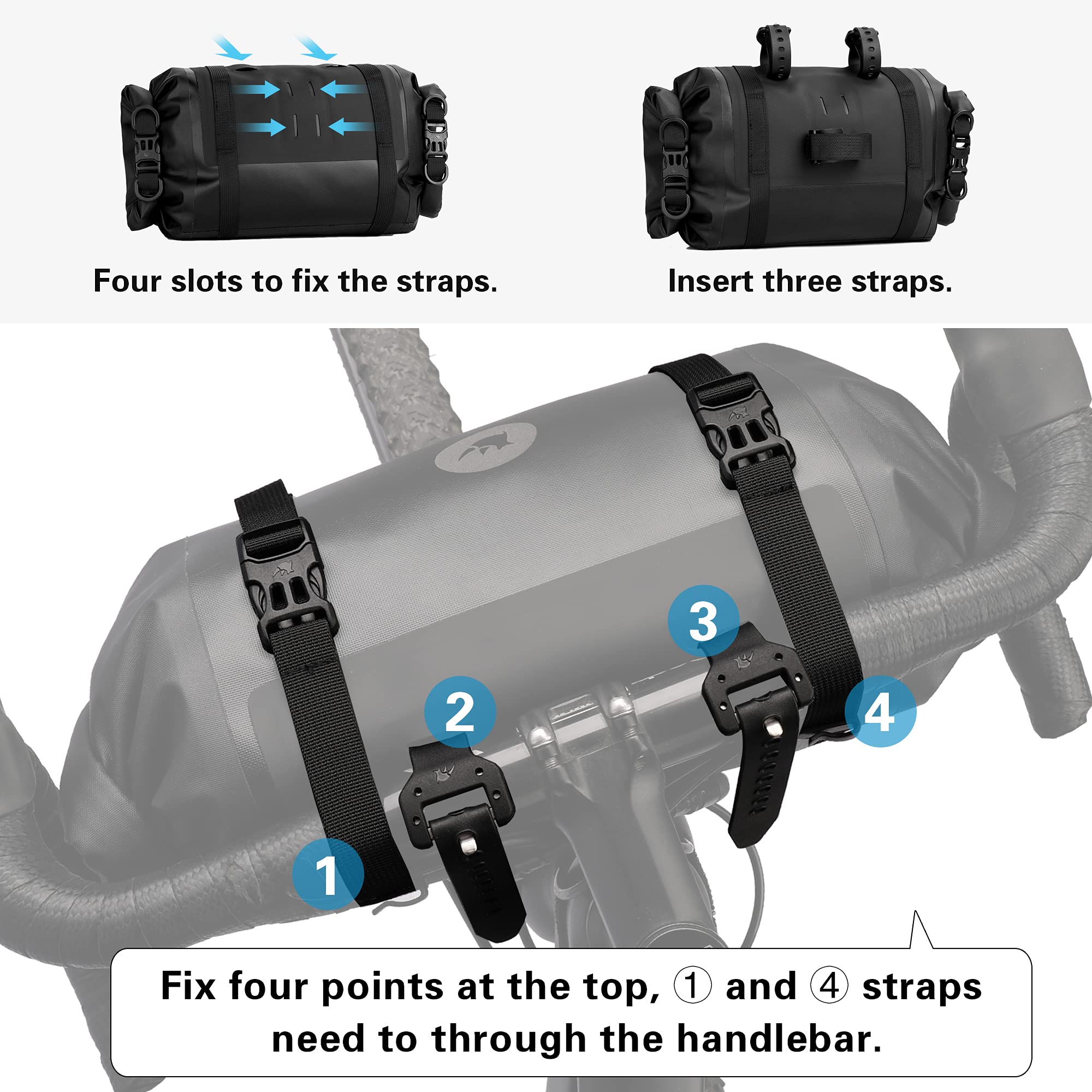 Rhinowalk 2PC Waterproof Bike Handlebar Bag - 12L Large Capacity Set