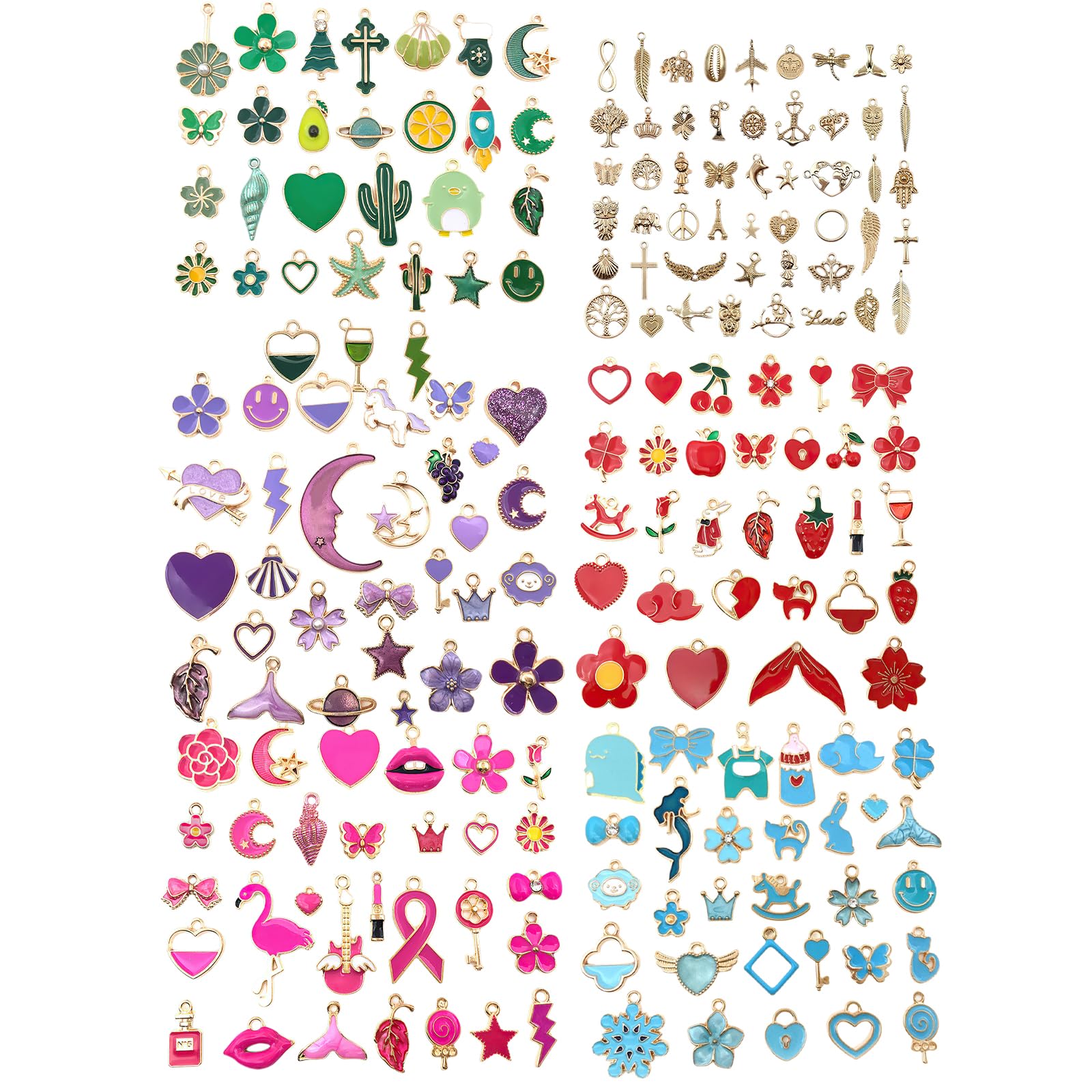 Jolof Store 200Pcs Mixed Alloy Charms for Jewelry Making and DIY Crafts