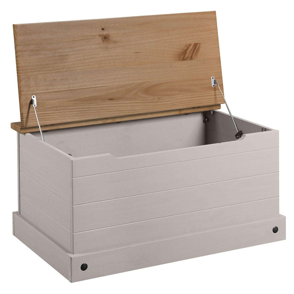 Mews Corona Grey Storage Chest Ottoman Solid Pine Wood Mexican Toy Chest Bedding Blanket Box - image 2