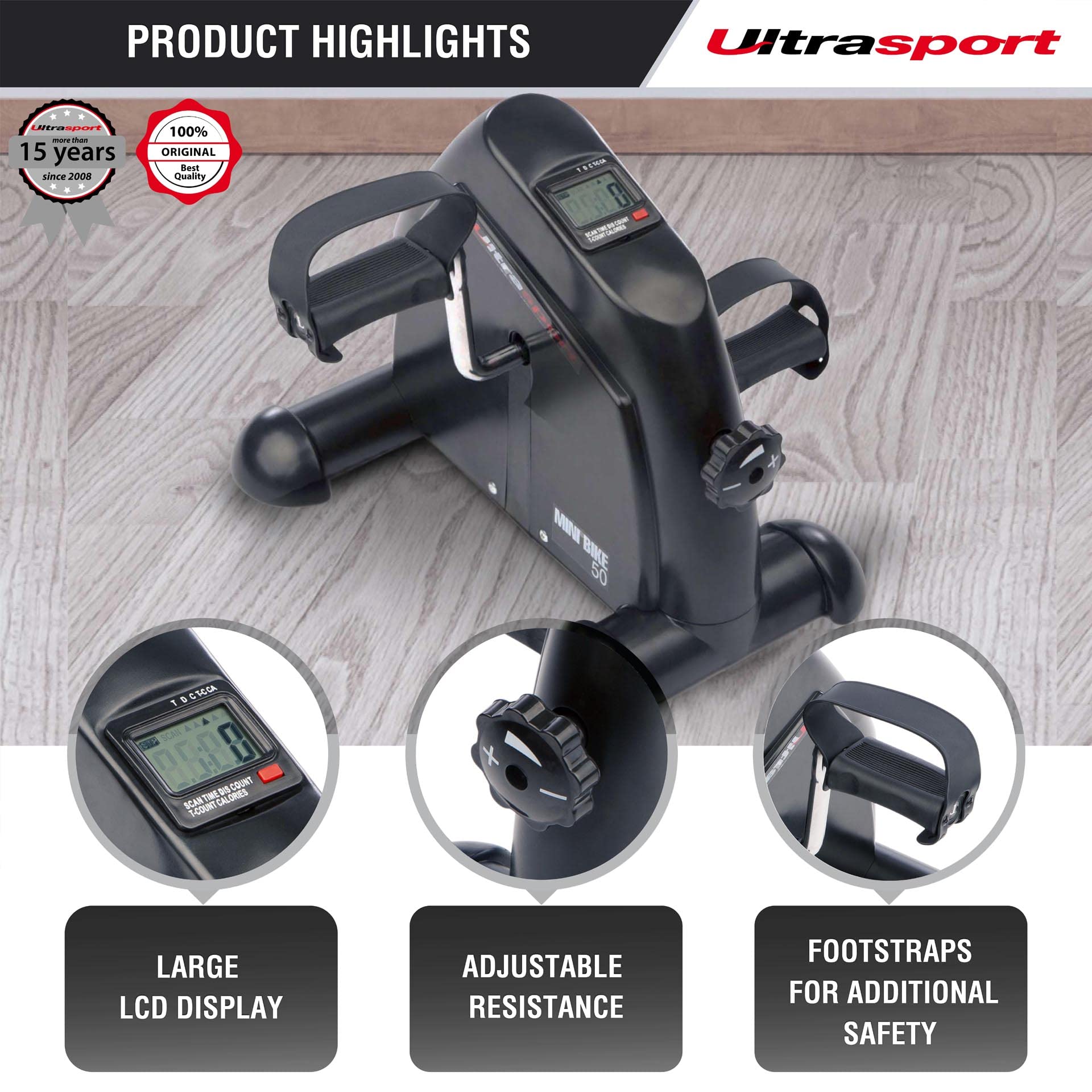Ultrasport Mini Bike 50 – Arm and Leg Pedal Exerciser with LCD Display