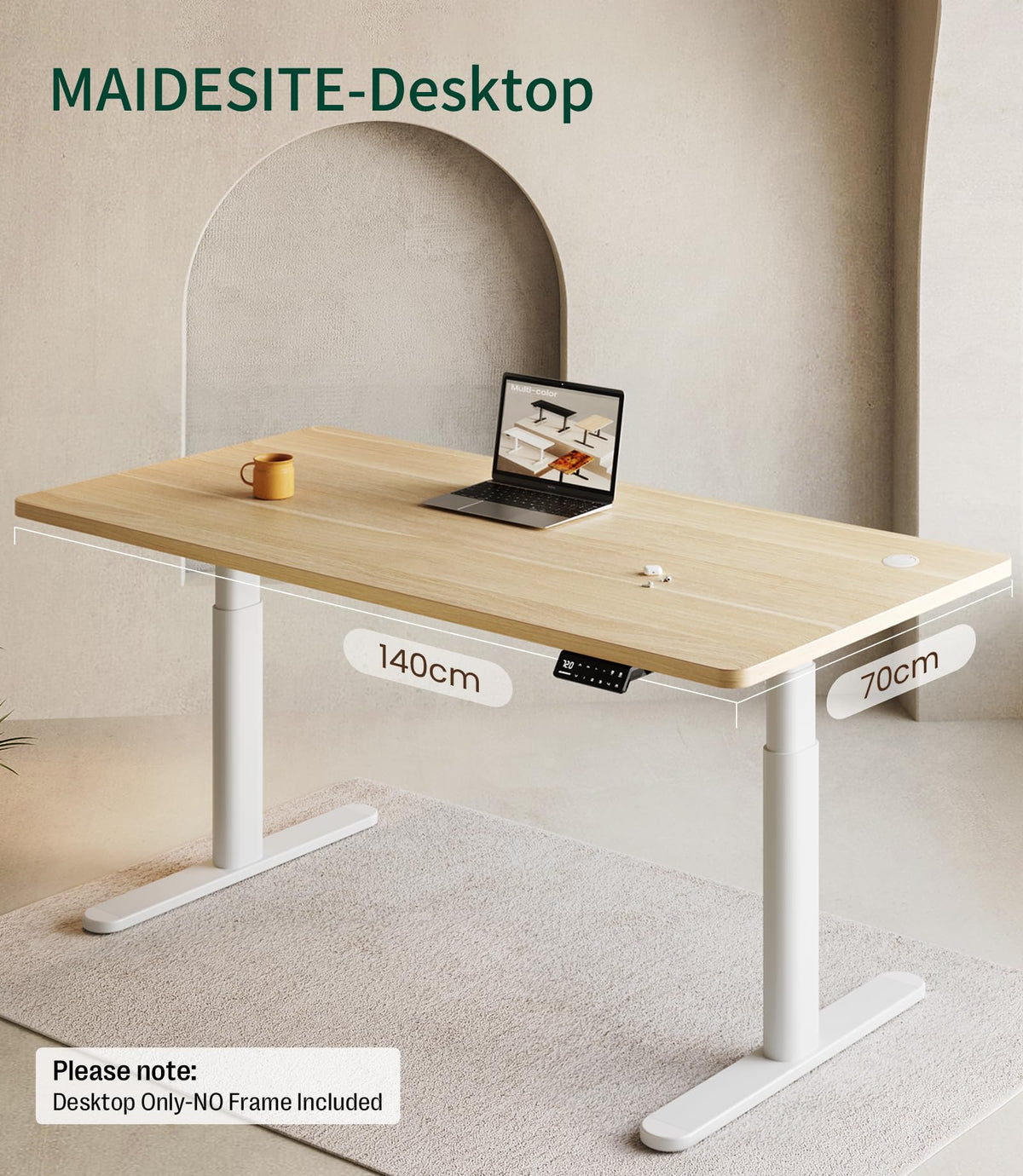 MAIDeSITe Table Top,Desktop for Height Adjustable Electric Standing Desk,Oak,140 * 70 * 2.5 cm - image 2