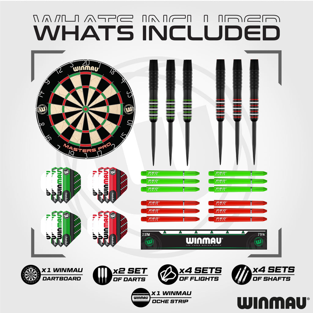 Winmau Masters Pro Bristle Dartboard Set | Professional Steel Tip Darts