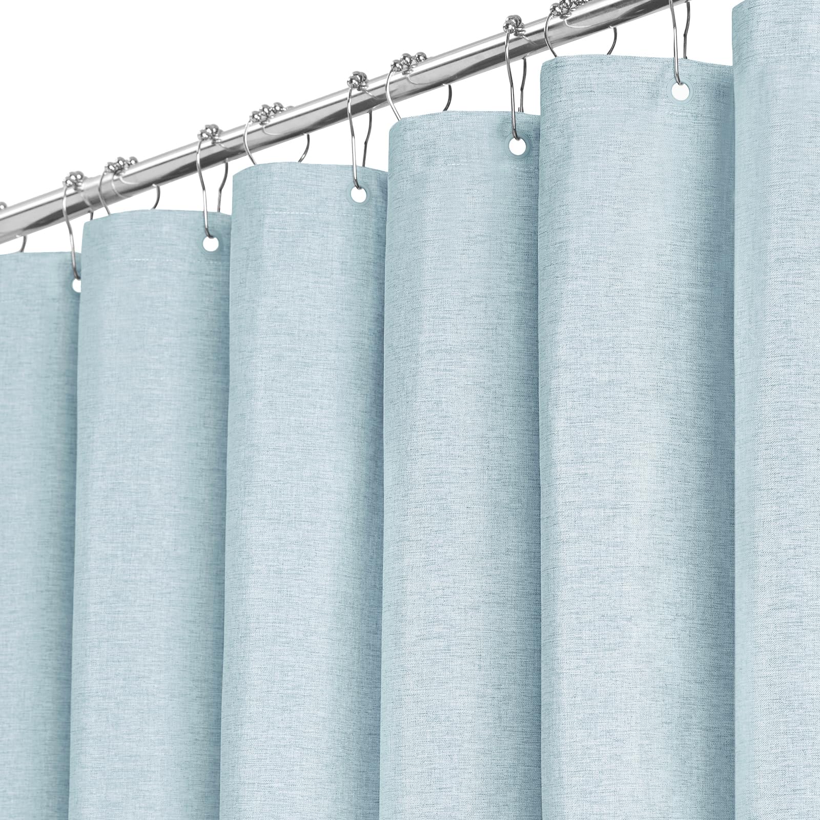 BTTN Blue Linen Shower Curtain – Heavy Duty Waterproof Polyester, 72x72"