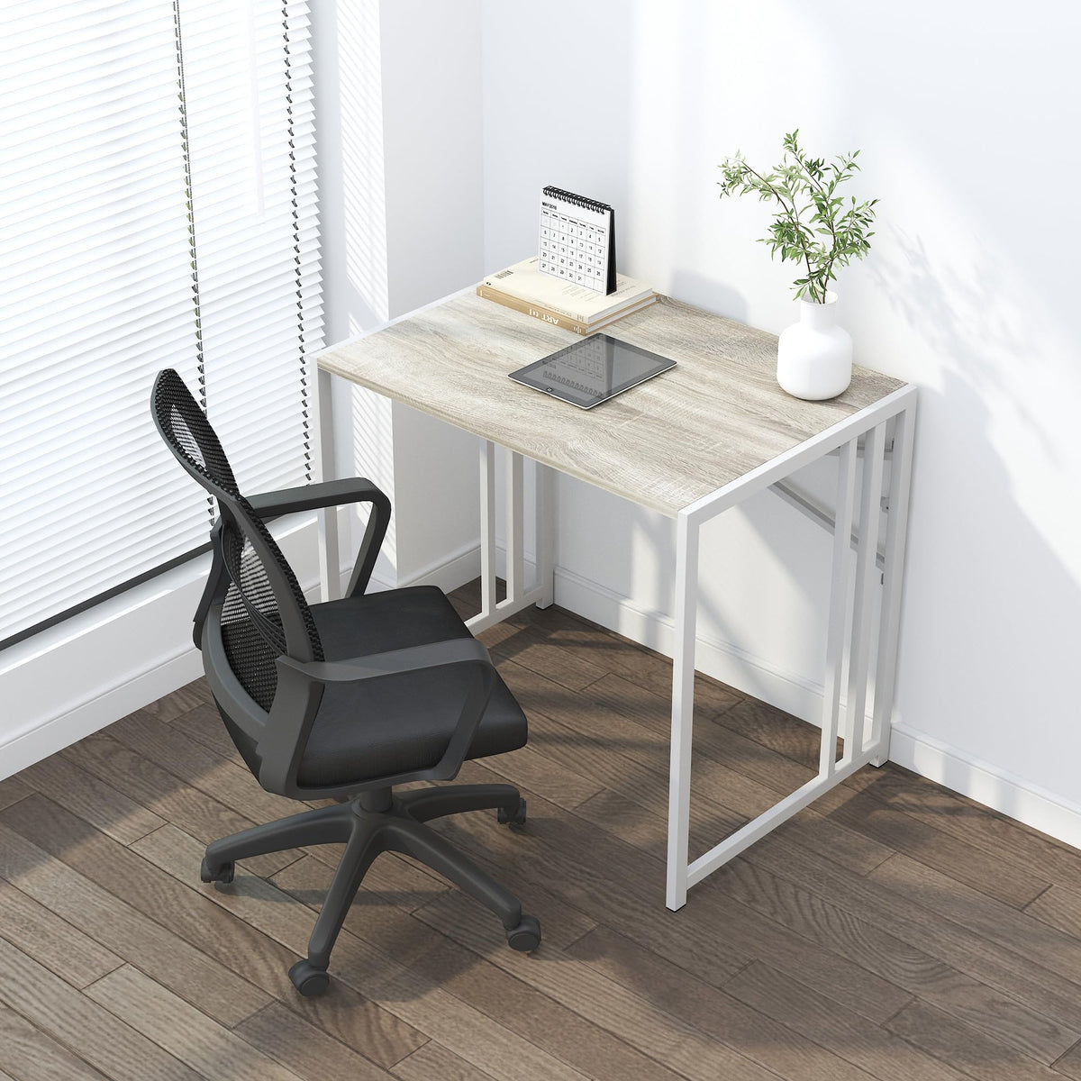 Lutown-Teen Folding Computer Desk 47 inch No Assembly Required, Grey - image 3