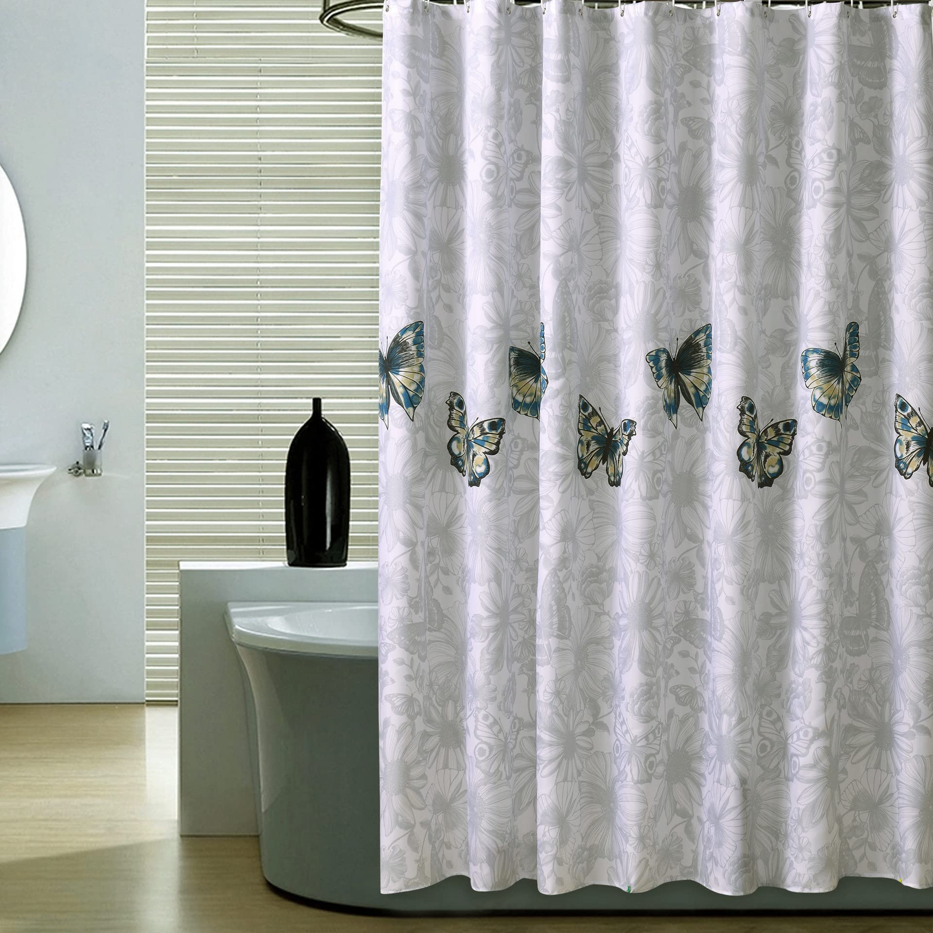 GONOVE Butterfly Shower Curtain | Waterproof Polyester with Weighted Hem