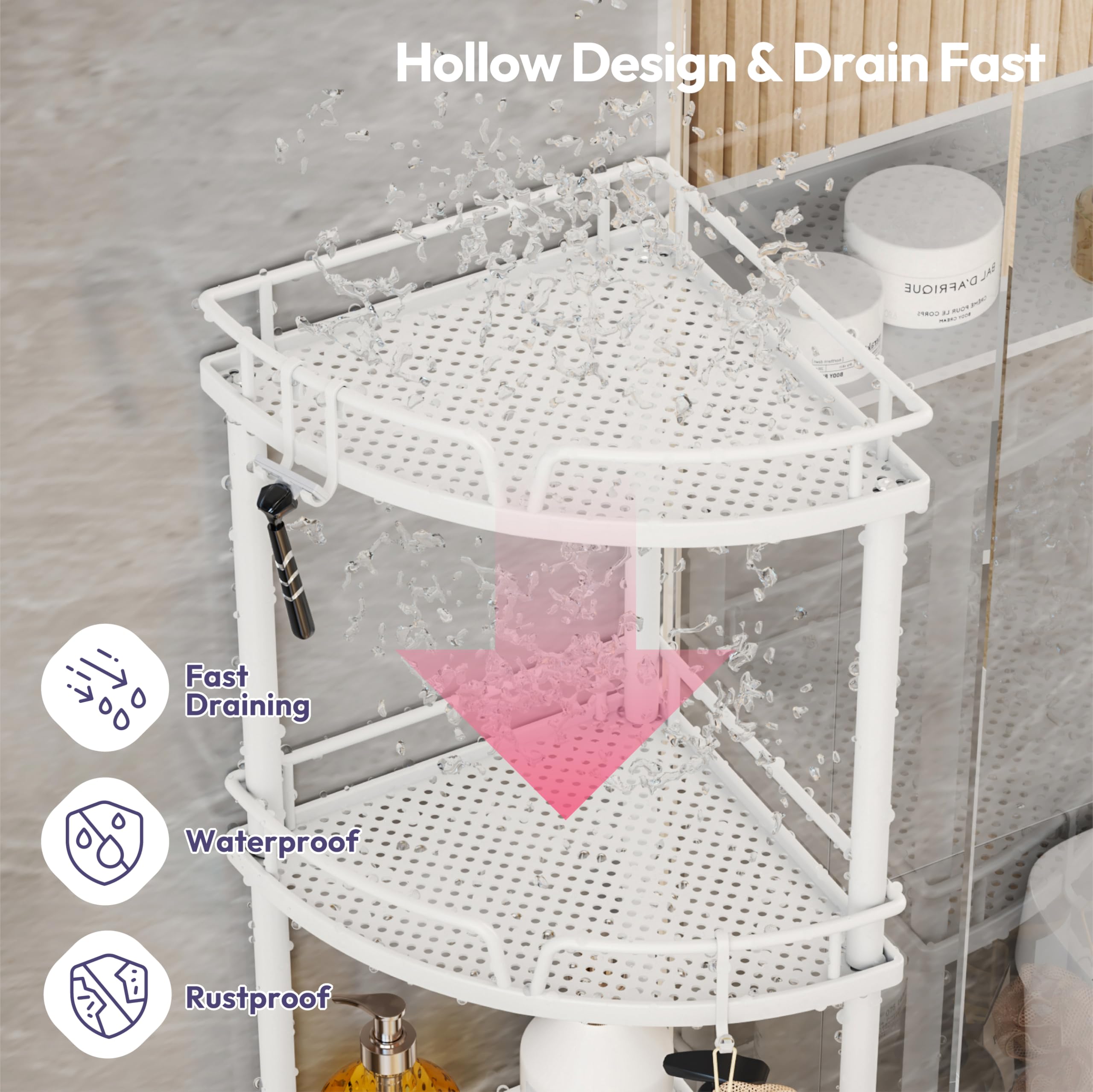 SWTYMIKI 3-Tier Corner Shower Caddy – Rustproof Freestanding Storage Rack