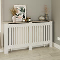 Longslow Large White Radiator Cover – Slatted Wood Shelf