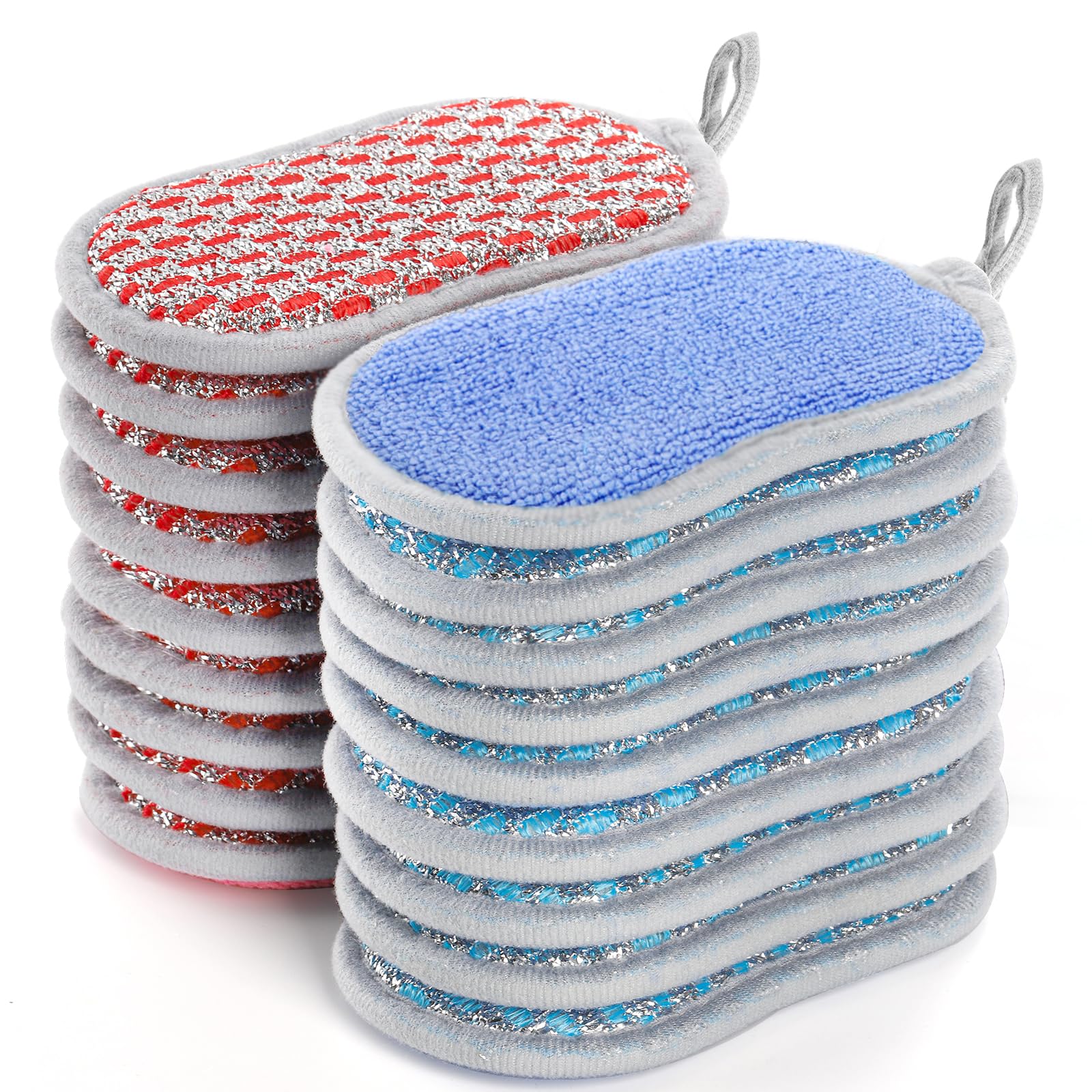 Dicunoy 20 Pack Reusable Kitchen Scrub Sponges | Non-Scratch Microfiber