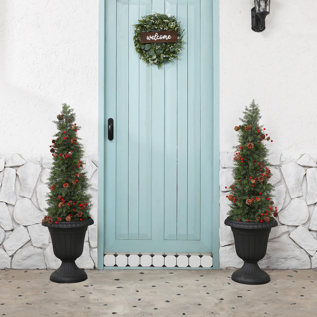 Fopamtri 120cm Artificial Cypress Tree | UV Resistant Fake Cedar - 2 Pack