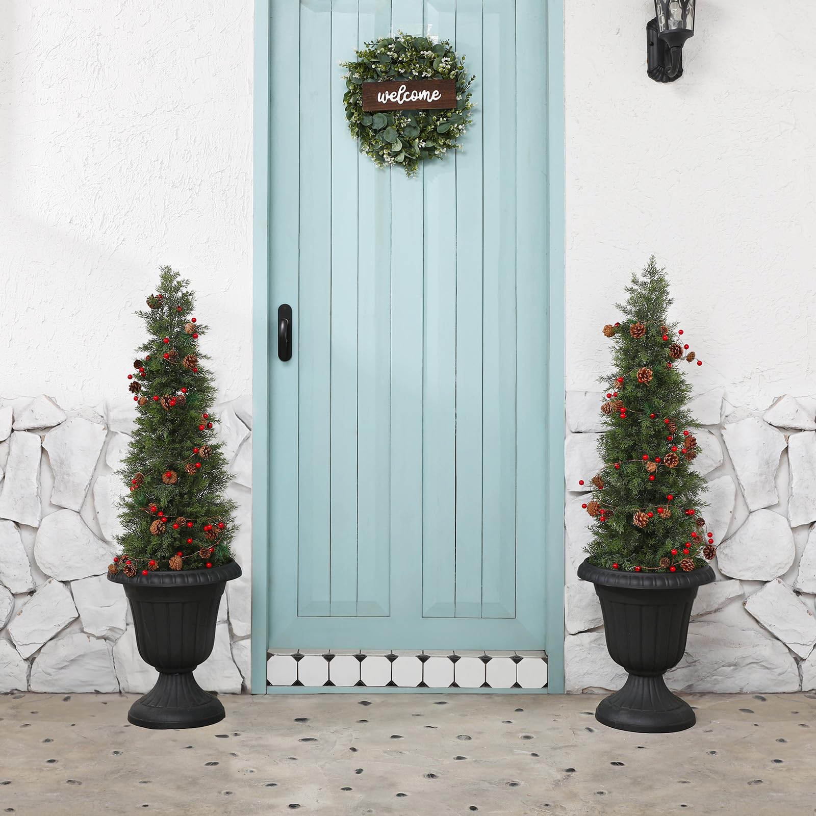 Fopamtri 120cm Artificial Cypress Tree | UV Resistant Fake Cedar - 2 Pack