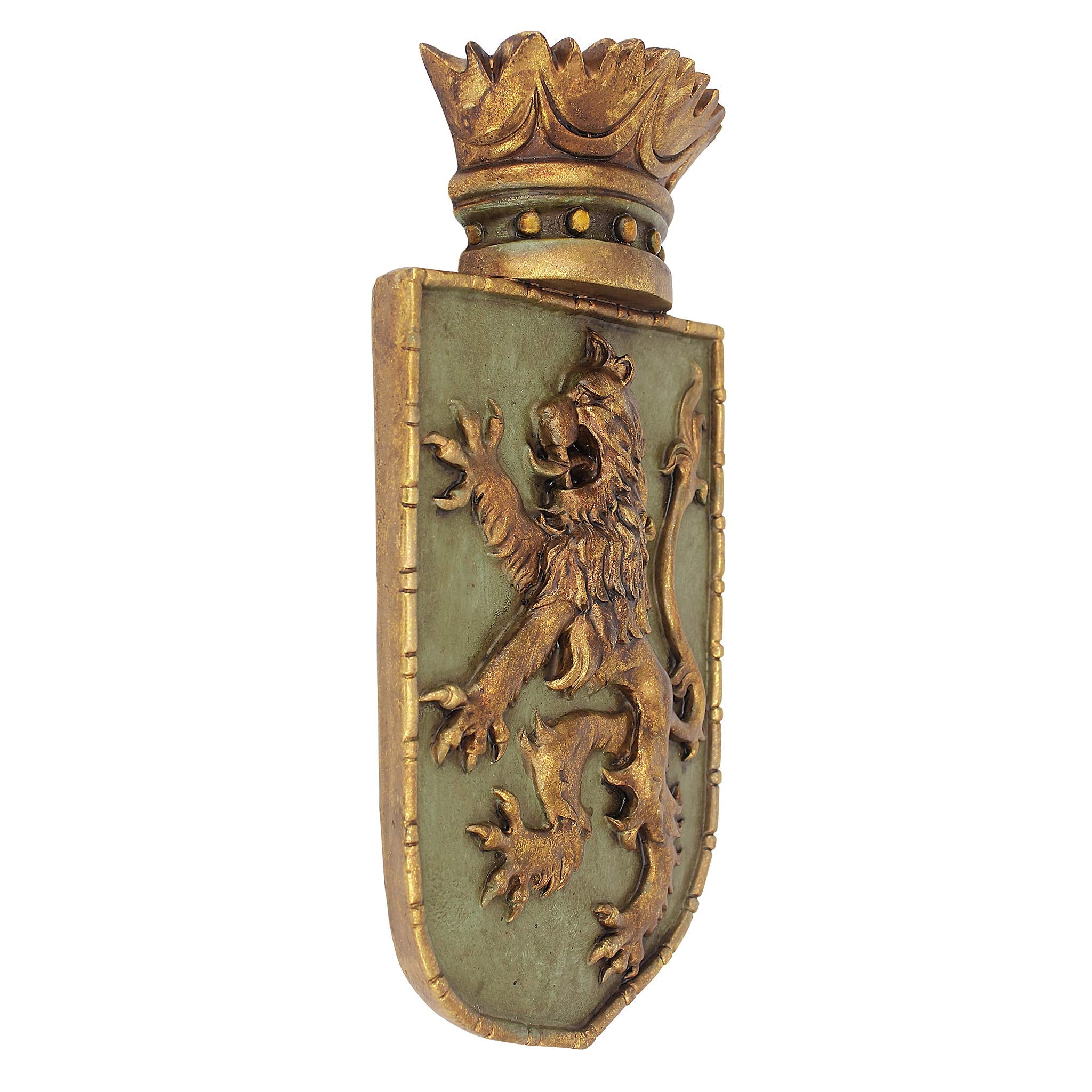 Design Toscano Medieval Rampant Lion Shield Wall Sculpture - 37cm