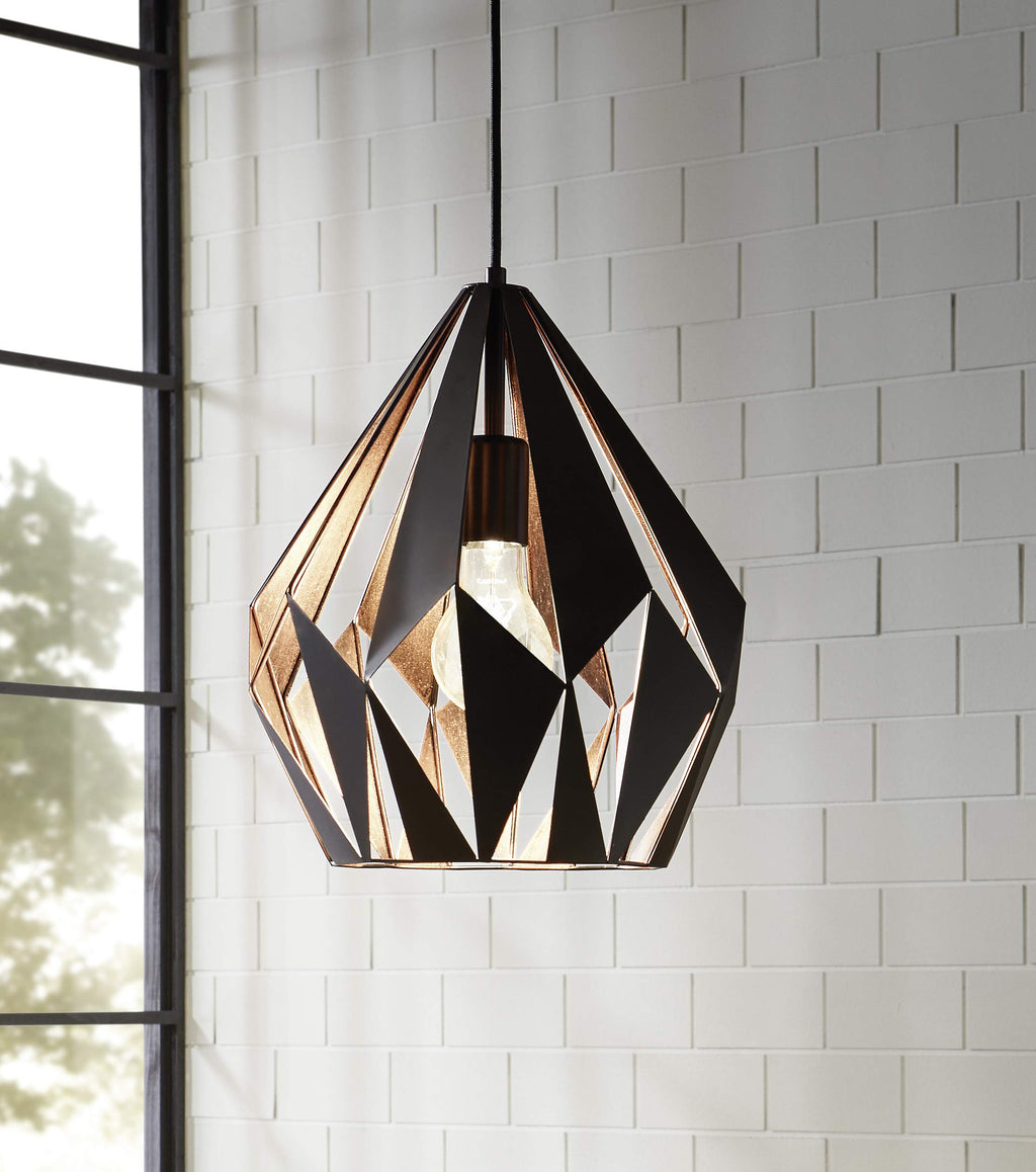 EGLO Vintage Steel Pendant Light | Industrial Black & Copper – 60W