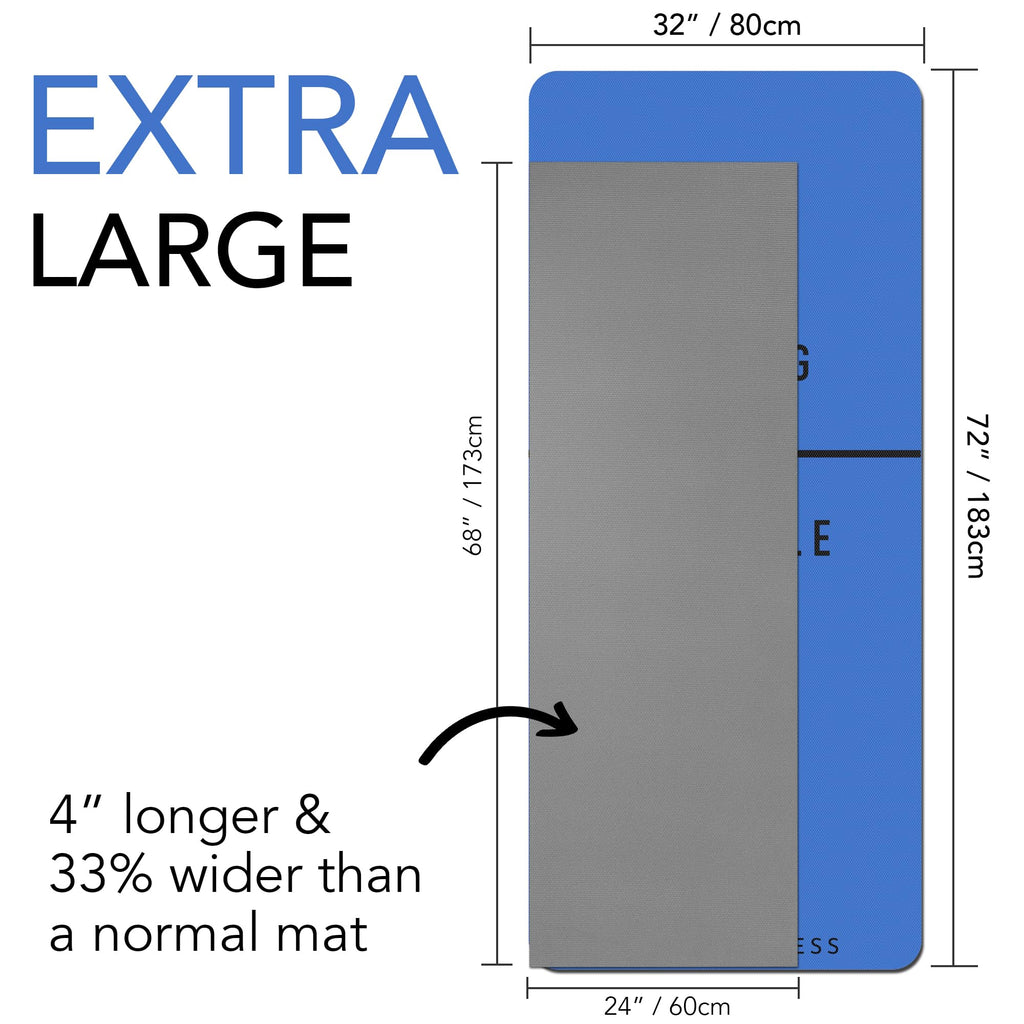 Extra Wide TPE Exercise Mat - 10mm Thick Non-Slip Yoga Mat