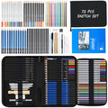 72-Piece Drawing Sketching Kit with Sketchbook and Case