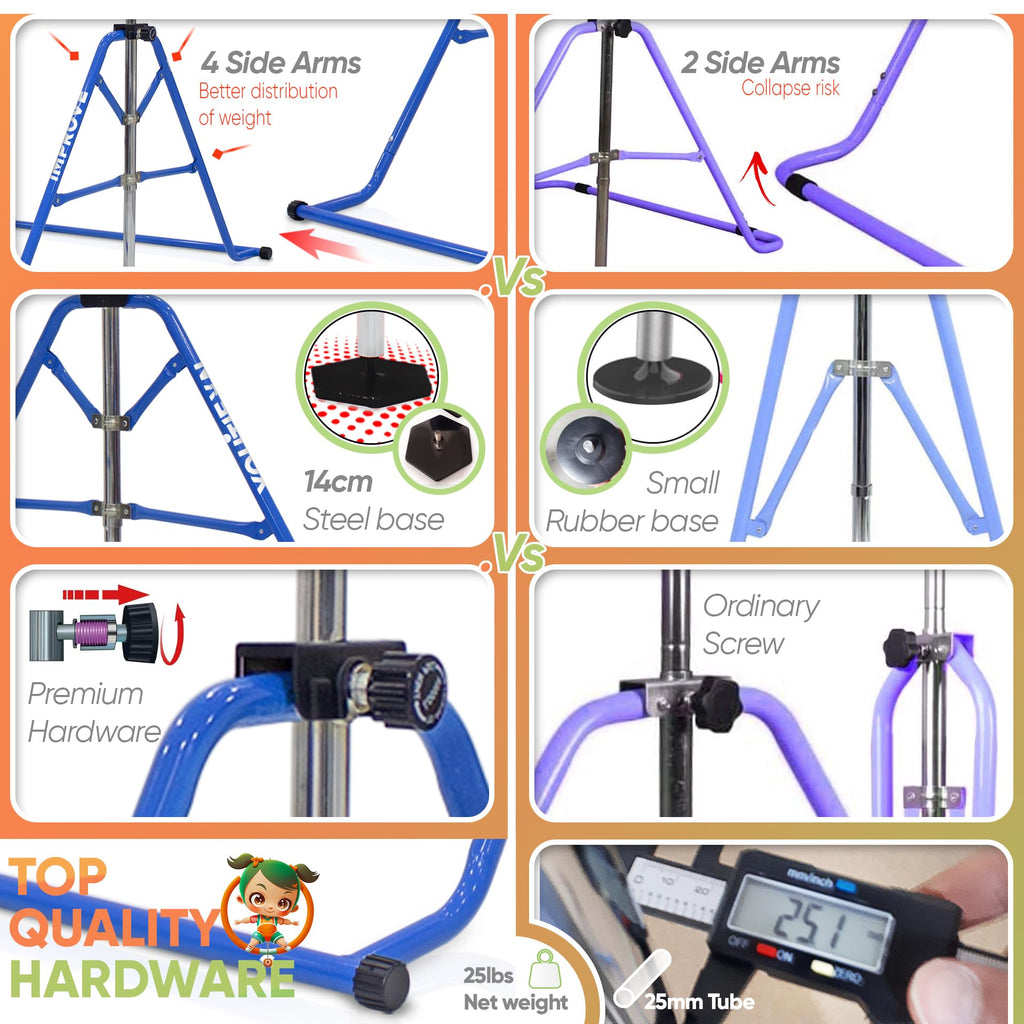 YOUTIFUN Kids Gymnastics Bar | 5-Level Adjustable Home Gym Equipment
