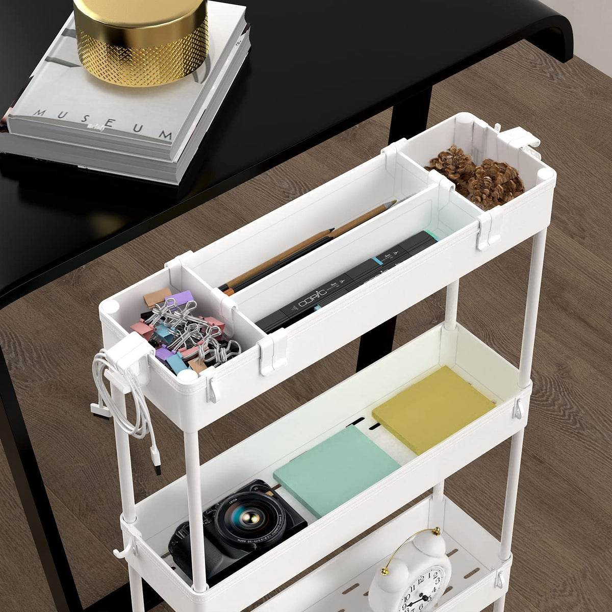 SAKA Slim Storage Cart,4 Tier Bathroom Rolling Utility Cart Storage Organizer Slide Out Cart - image 4