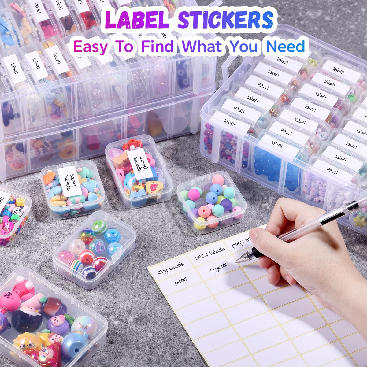 Funtopia Craft Organiser 59 Pack, 3-Tier Stackable Container Box with Lids - image 5