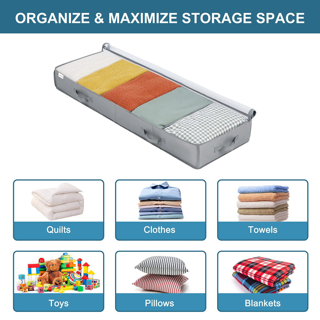 Under Bed Storage Bags, 2 Pack Large Boxes Under the Bed Clothes Storage Organiser Adjustable Dividers - image 3