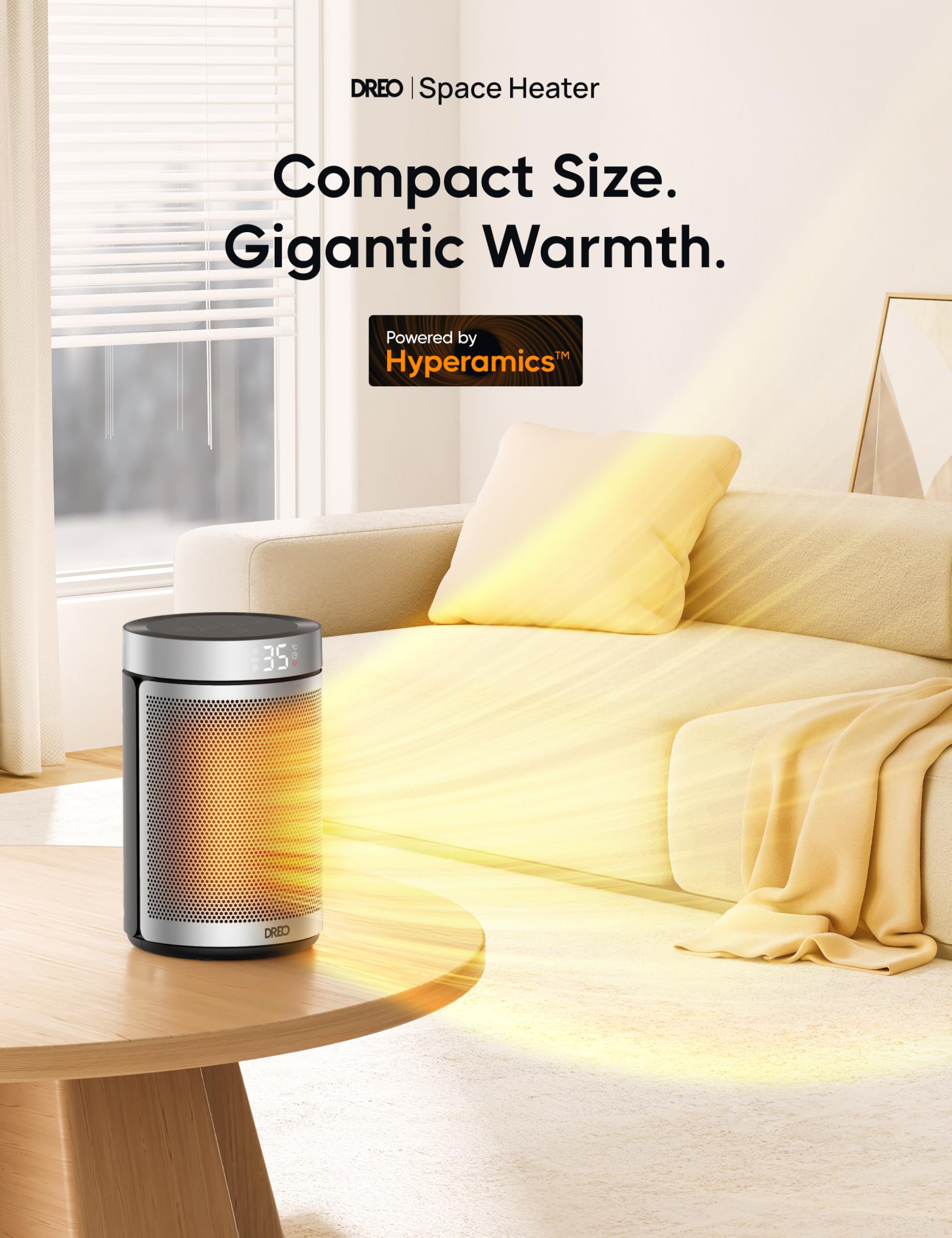 Dreo 1500W Portable Ceramic Space Heater | Silent Energy Efficient Fan