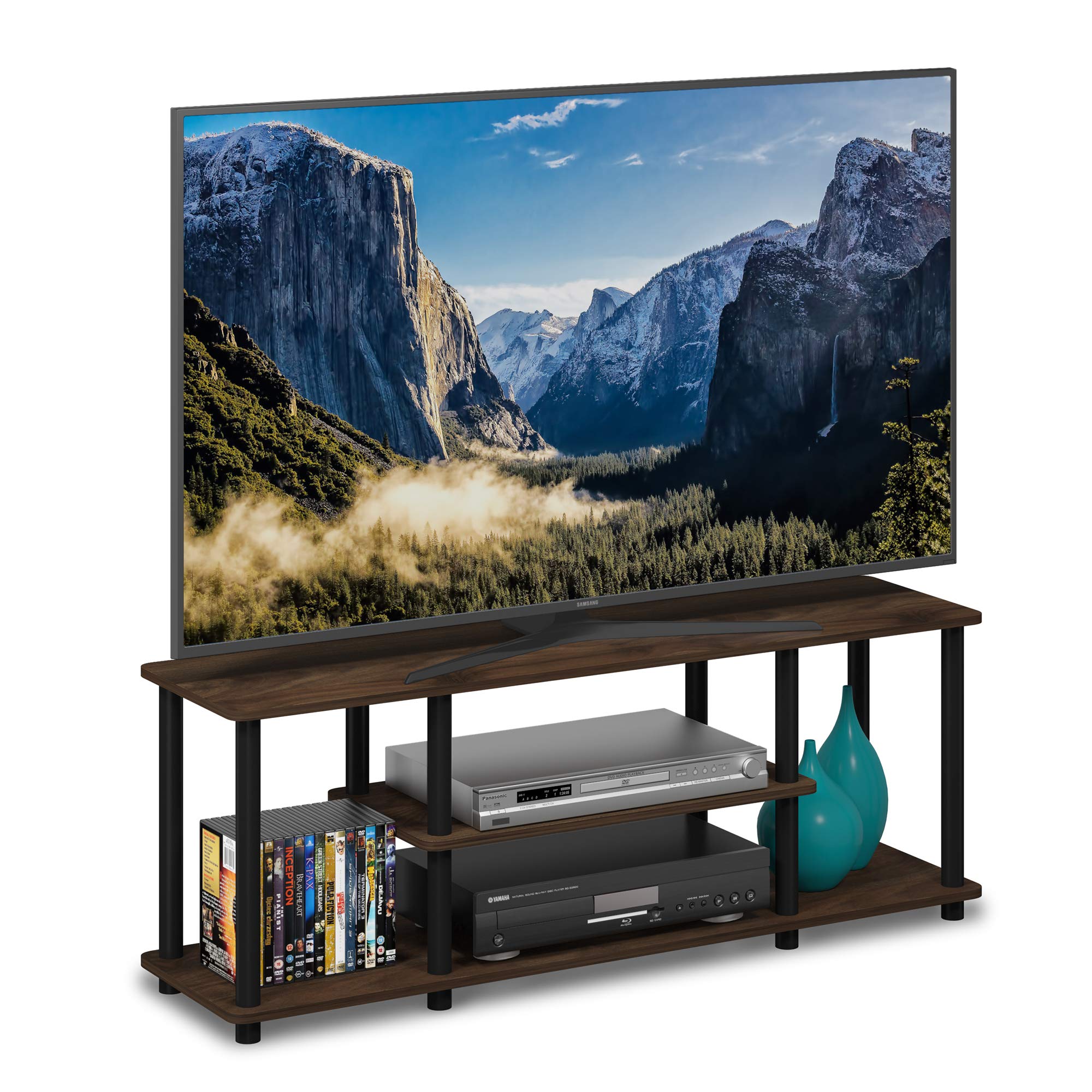 Furinno Turn-N-Tube 3-Tier TV Stand for 50 Inch TV | Columbia Walnut