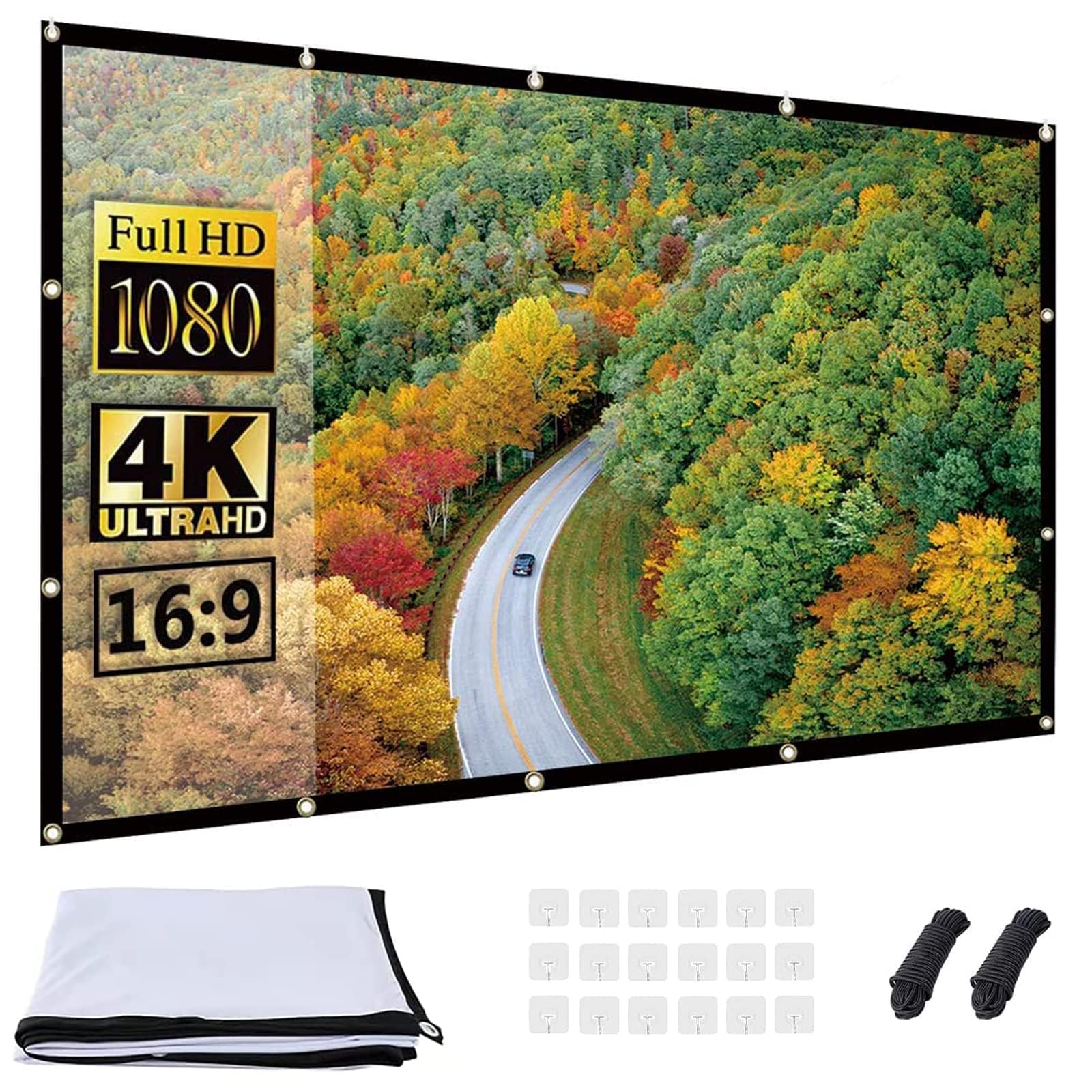 OWill 120 Inch Projector Screen | 16:9 HD Foldable Home Theater Display