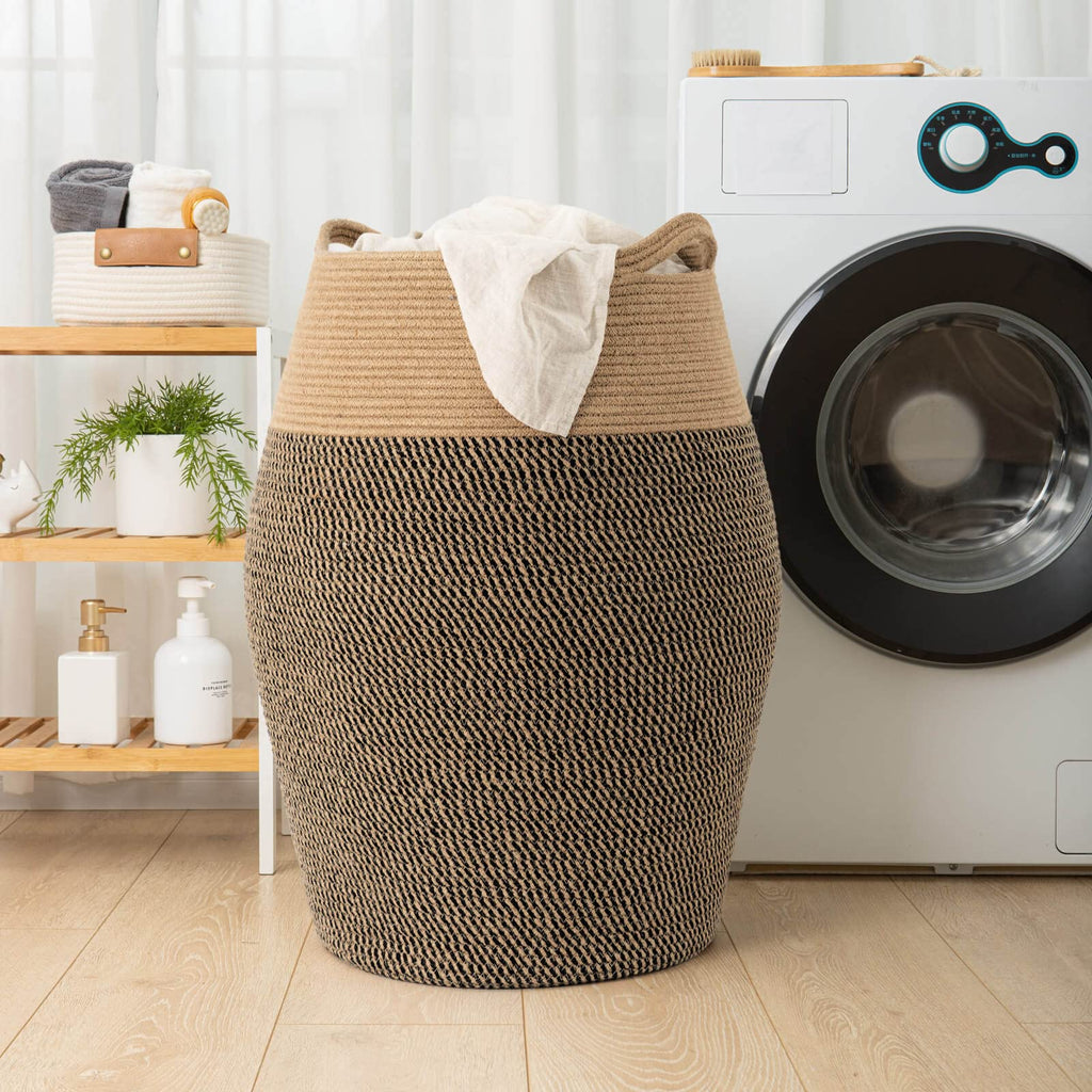 Jolof Store Extra Large Jute Rope Laundry Basket – Tall Cotton Hamper