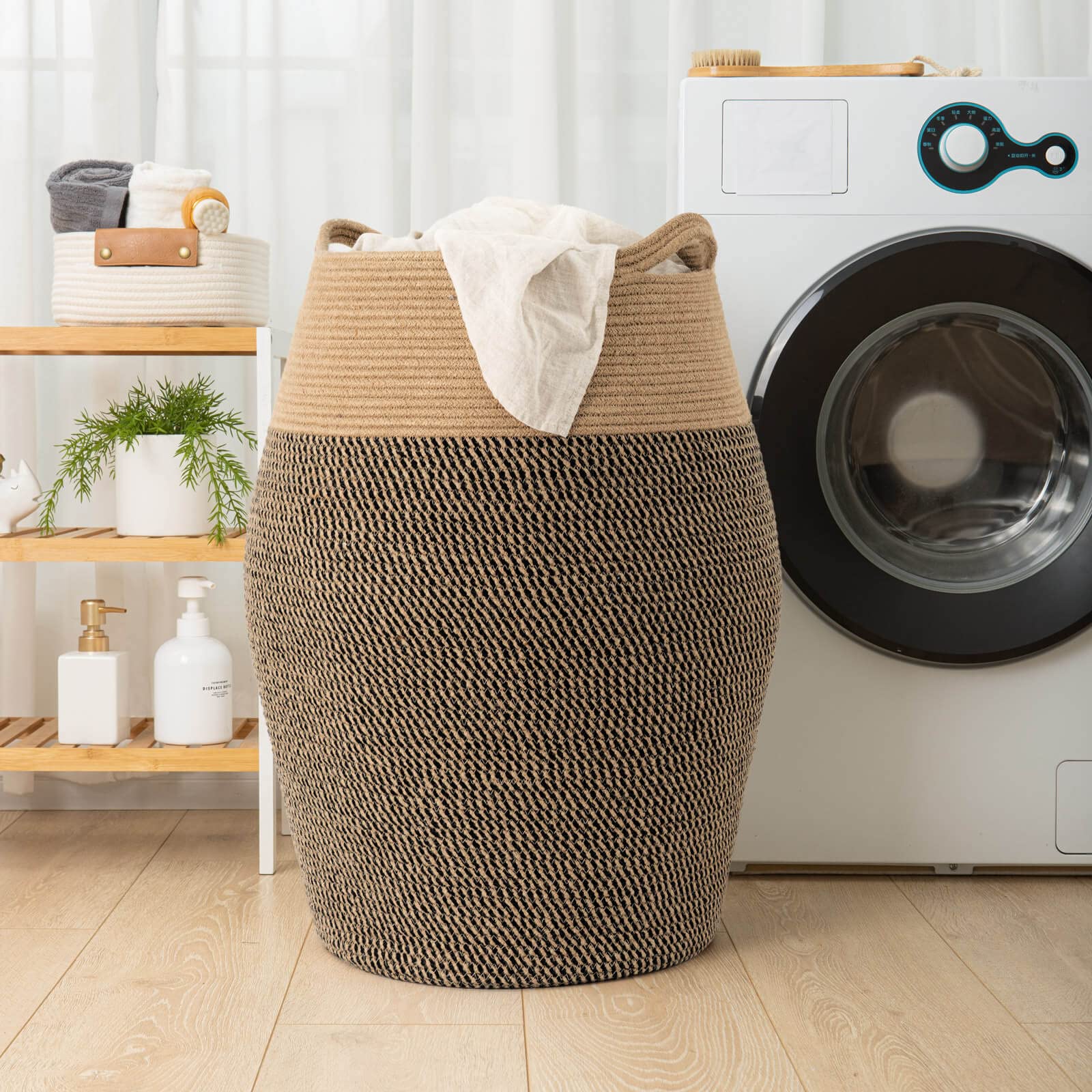 Jolof Store Extra Large Jute Rope Laundry Basket – Tall Cotton Hamper