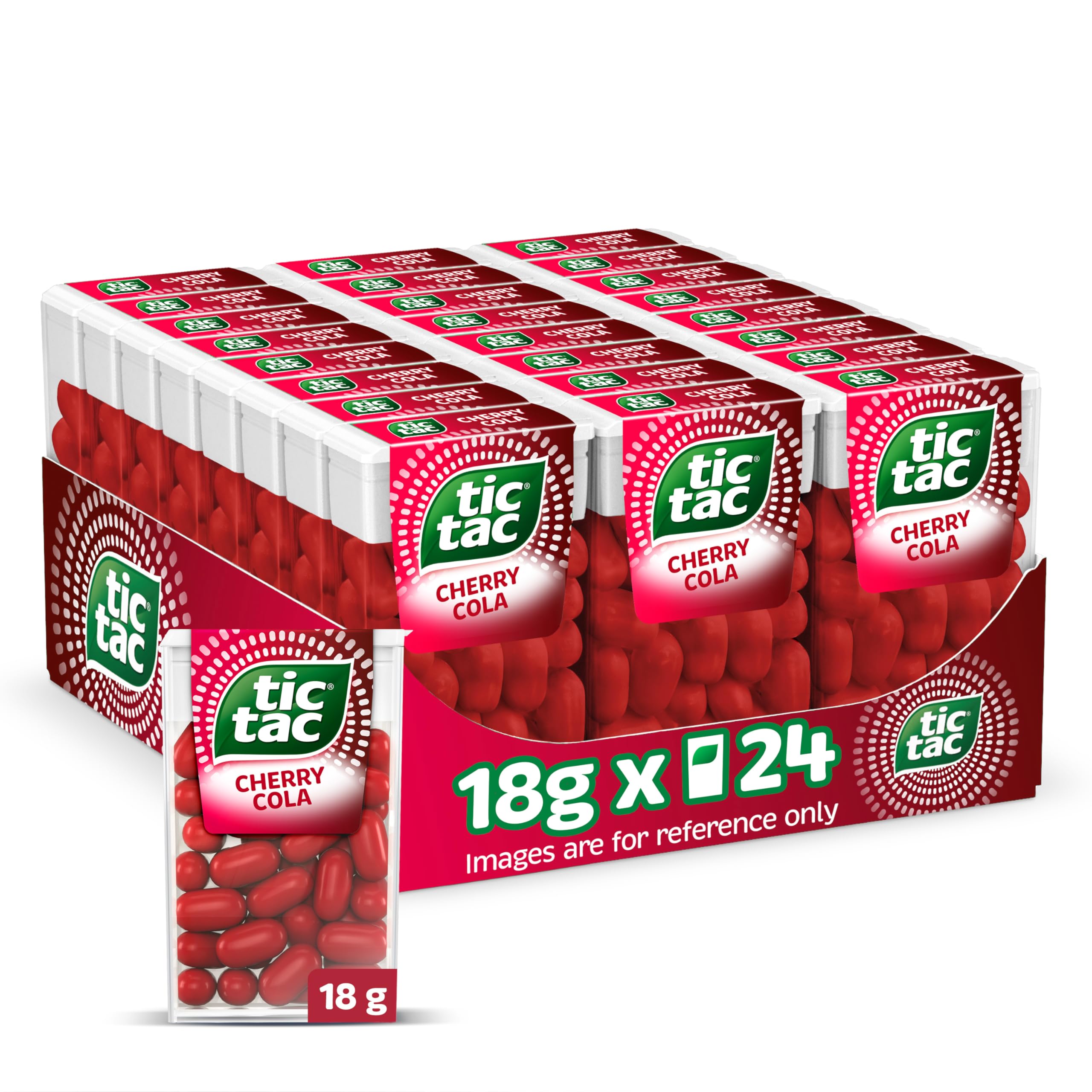 Tic Tac Mixers Cherry Cola Mints – Bulk Box of 24 x 18g Refreshment Packs
