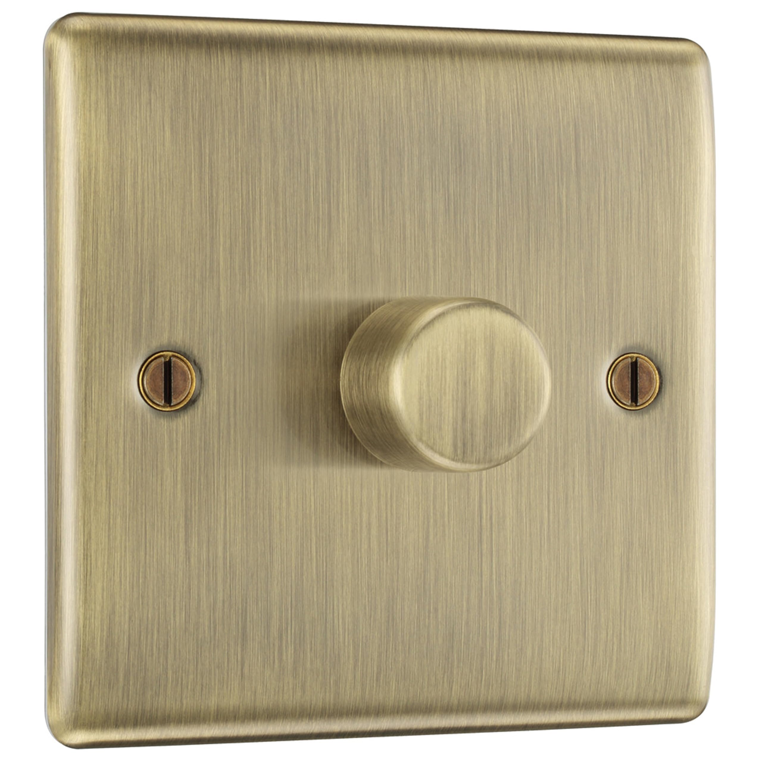 BG Electrical Single Wall Dimmer Switch | Antique Brass Metal – 200W