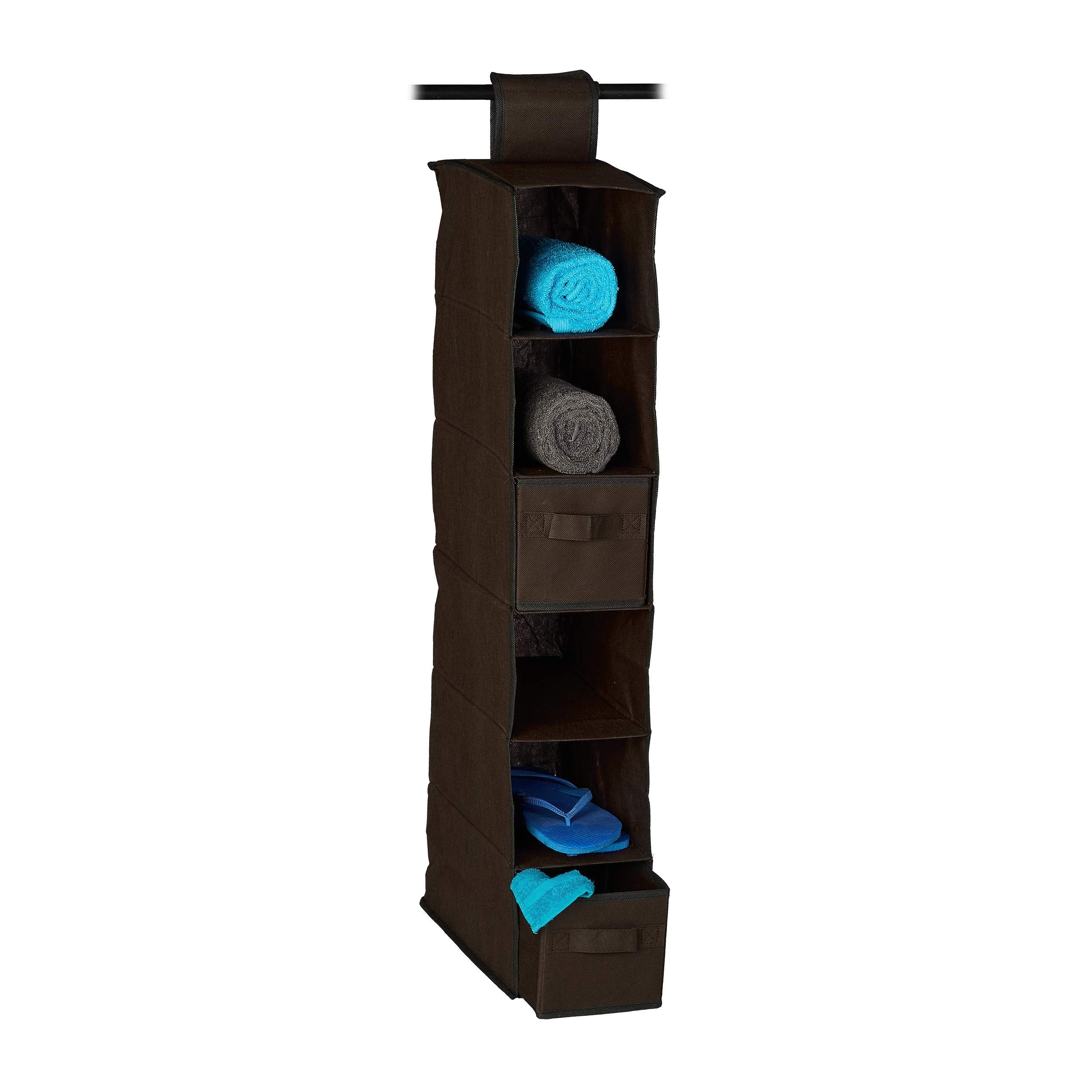 Relaxdays Fabric Hanging Shelves | 6-Compartment Foldable Closet Organizer