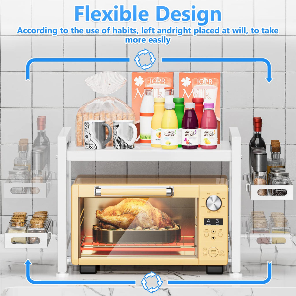 EKNITEY Expandable Microwave Shelf Stand | 2-Tier Countertop Kitchen Rack