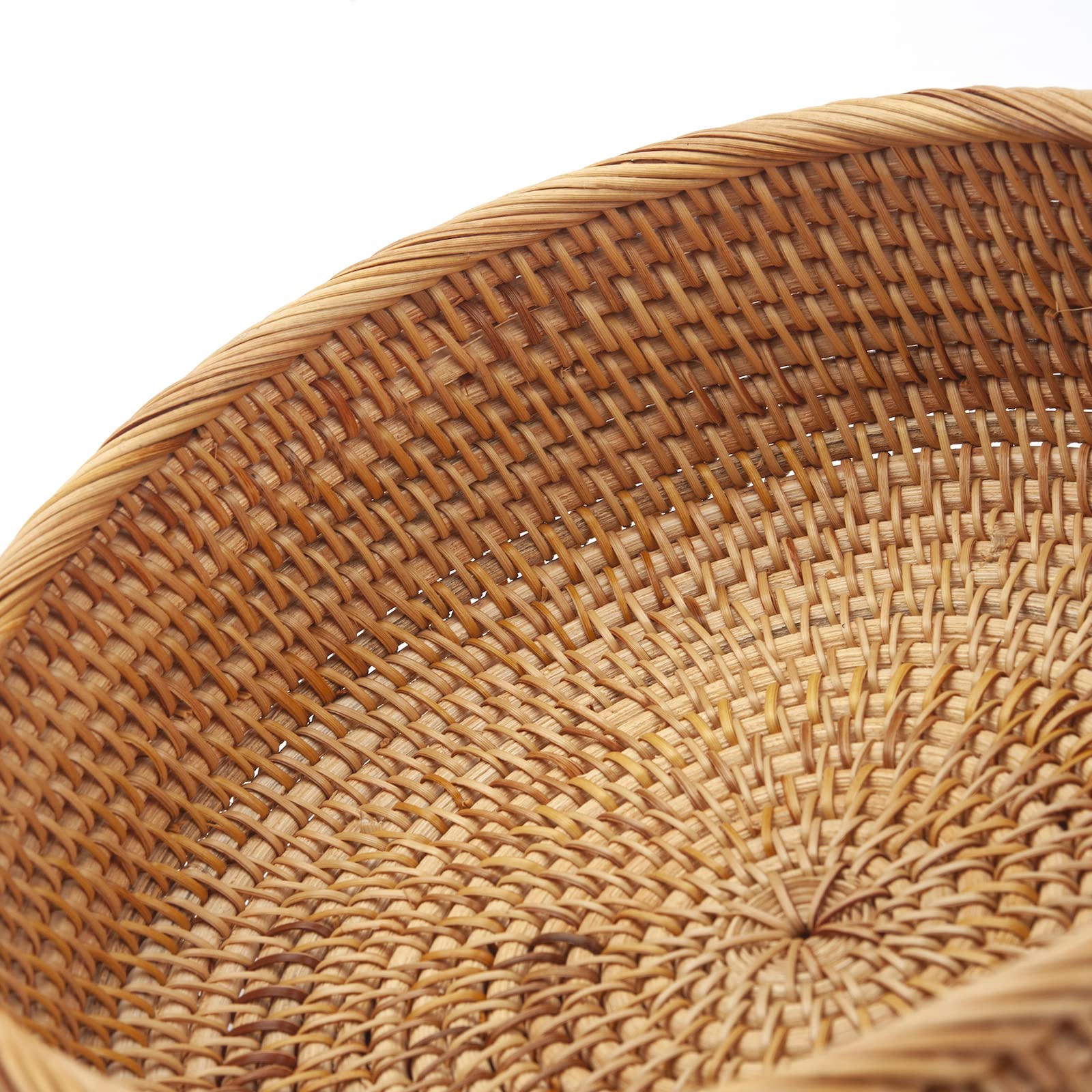Round Rattan Storage Baskets – Woven Wicker Fruit Bowls, Set of 3