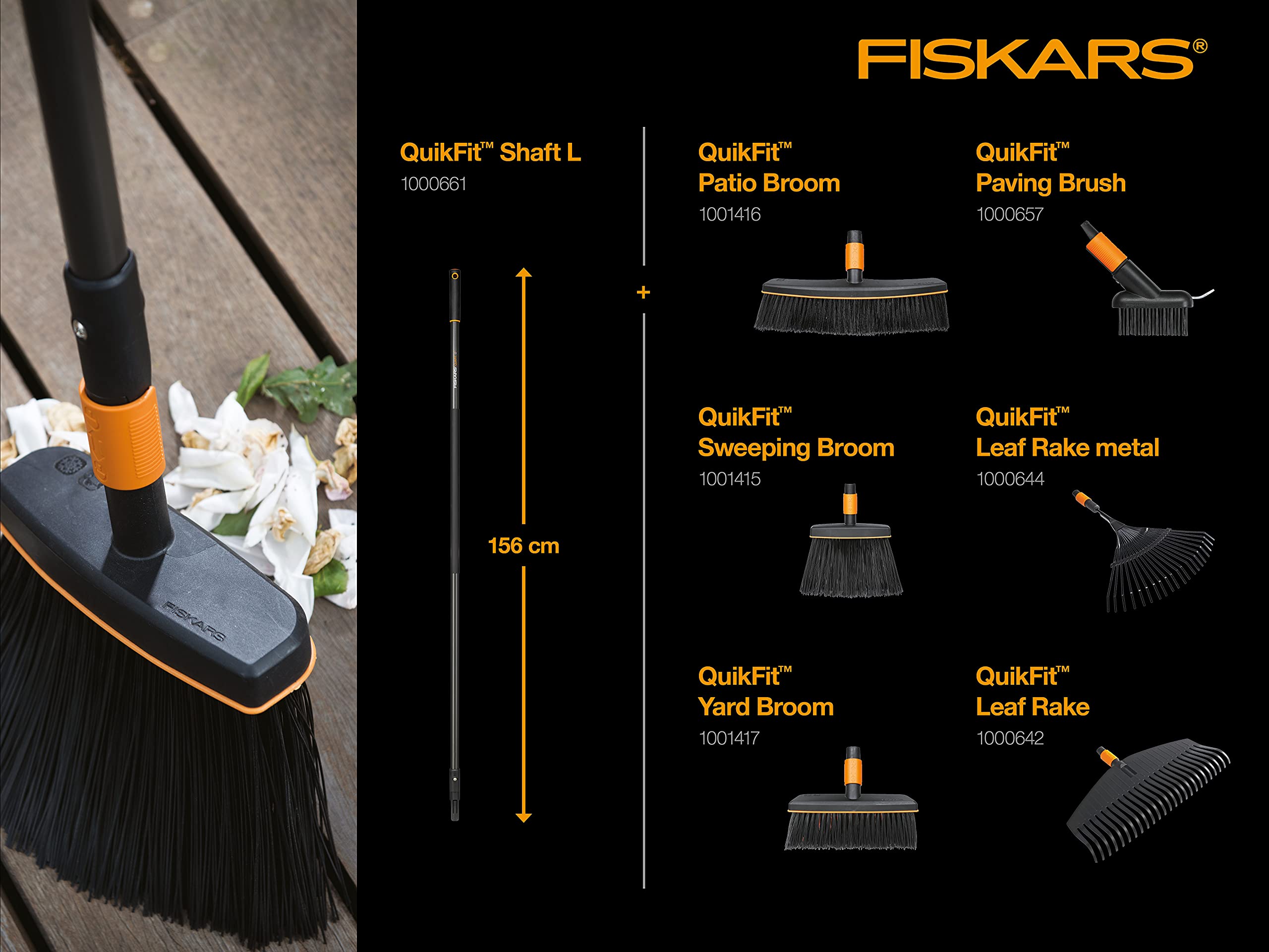Fiskars QuikFit Leaf Rake Tool Head | 20 Steel Tines, 56cm Width
