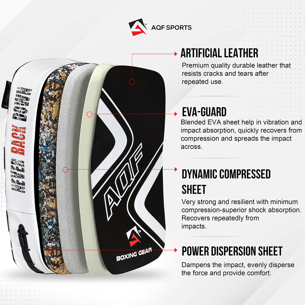 AQF Maya Hide Leather Curved Thai Kick Pads – MMA Strike Shield