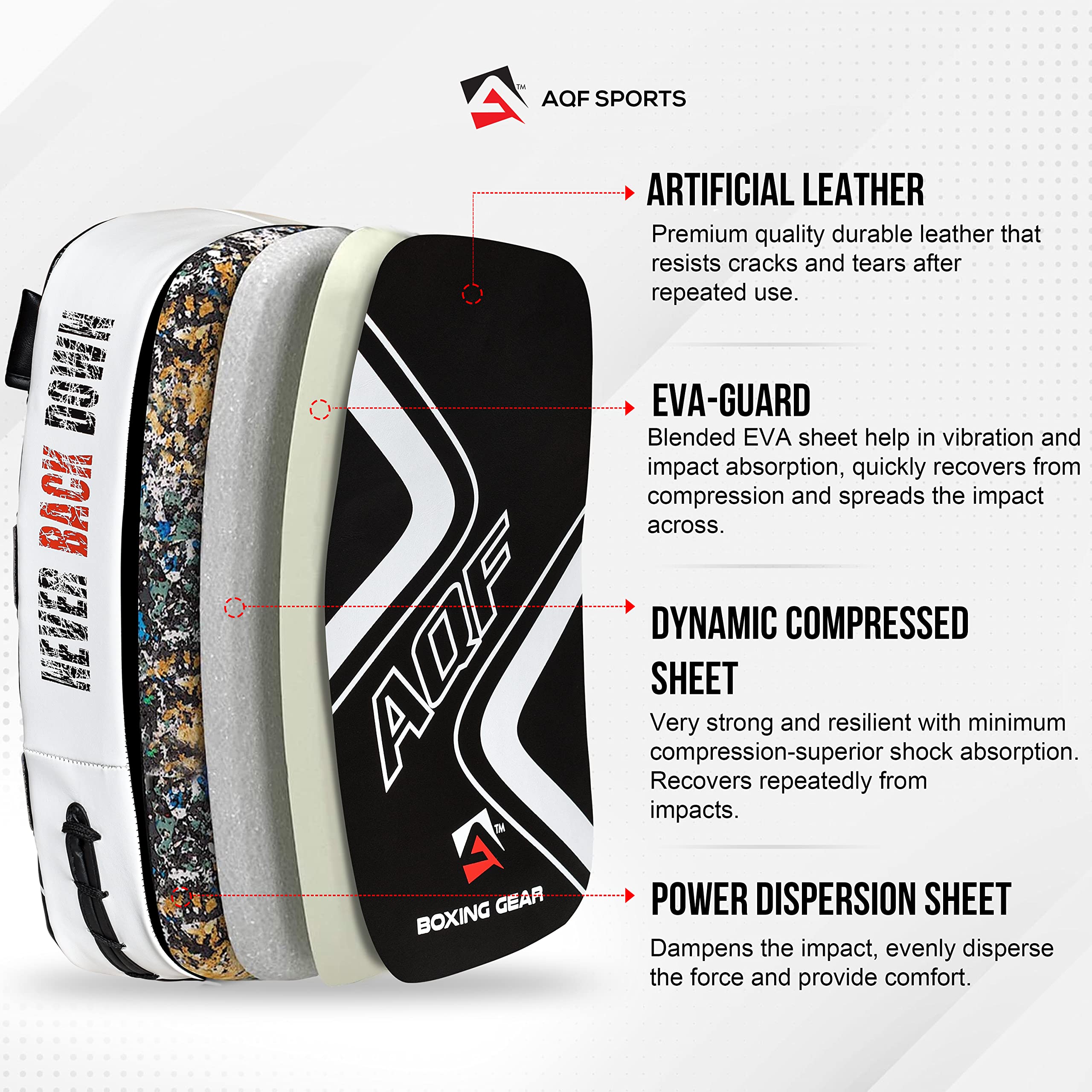AQF Maya Hide Leather Curved Thai Kick Pads – MMA Strike Shield