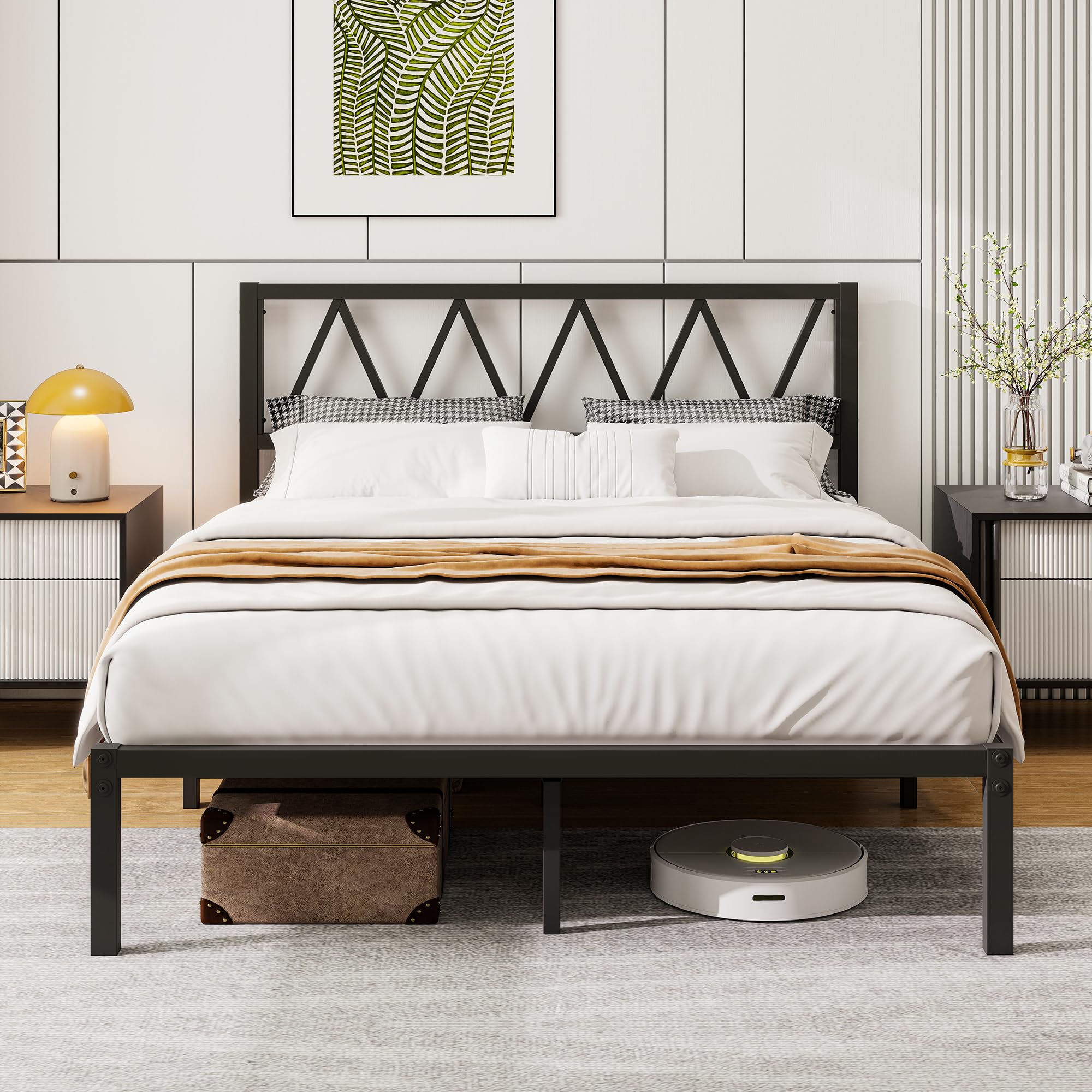 ARFARLY Double Metal Bed Frame | Platform Bed with Headboard & Storage