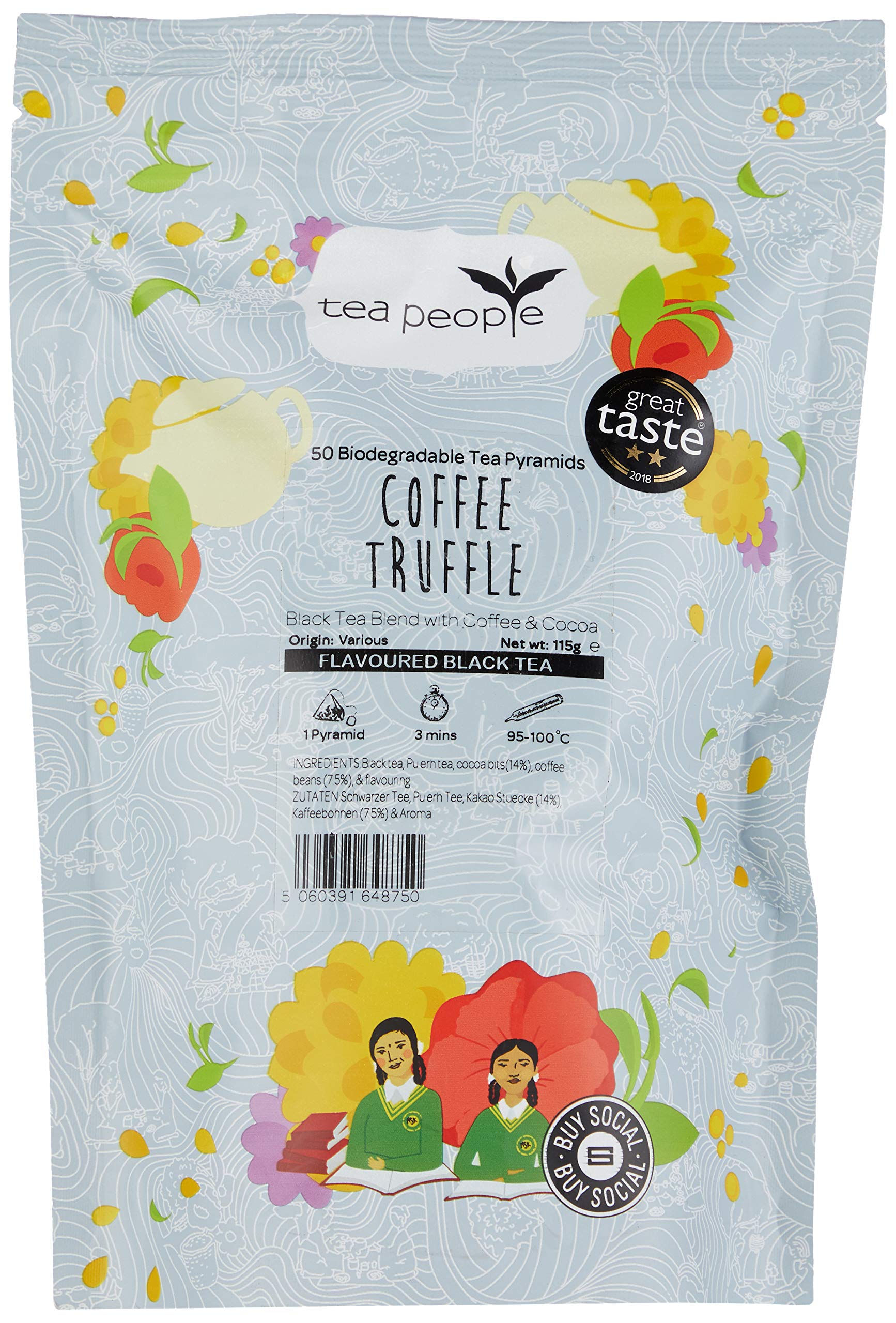 Tea People Coffee Truffle Pu-erh Black Tea – 50 Pyramid Teabags