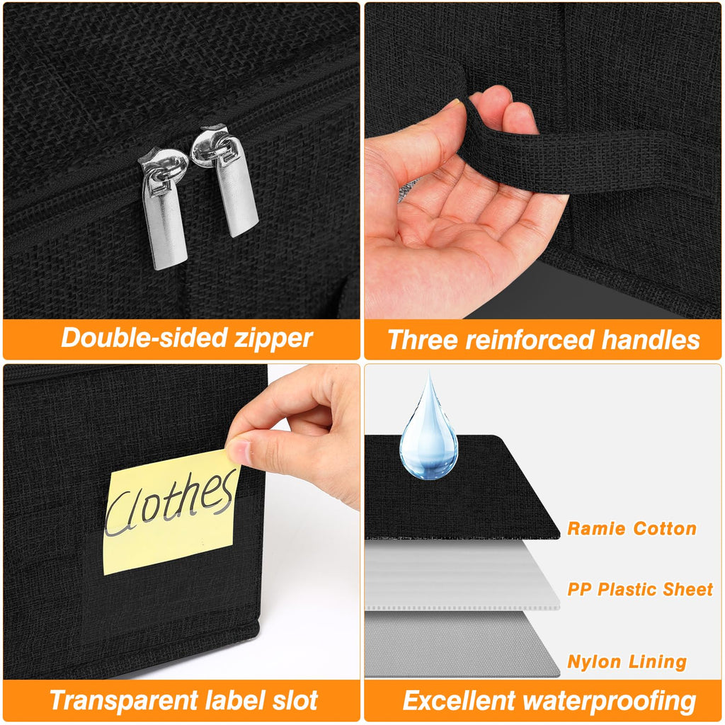 Jolof Store Underbed Storage Box with Lids | 3-Pack Foldable Fabric Bins
