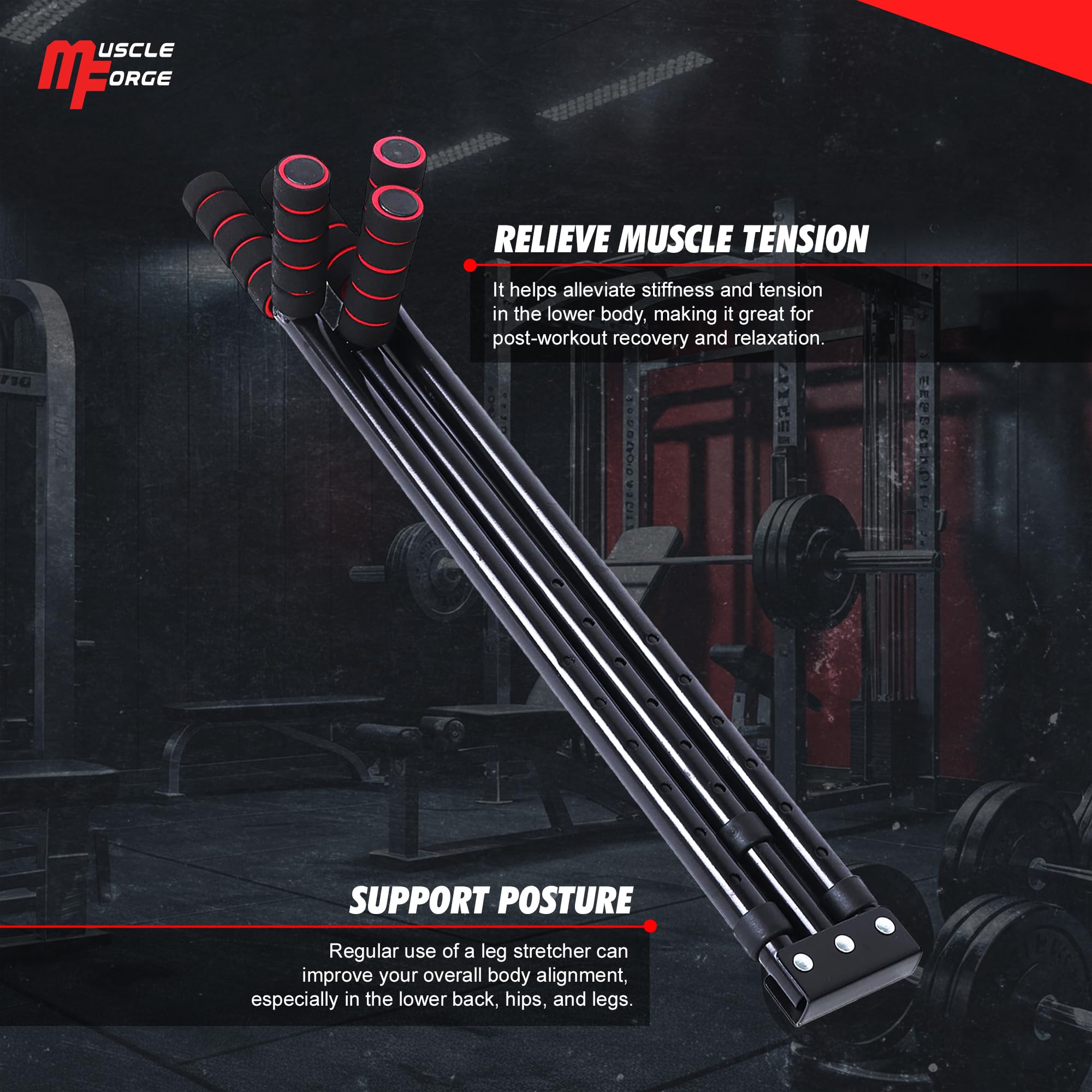 MuscleForge 3 Bar Leg Stretcher | 180 Degree Split Machine Trainer