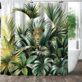 GXUNNAA Tropical Leaf Shower Curtain – 3D Green Palm Leaves Polyester