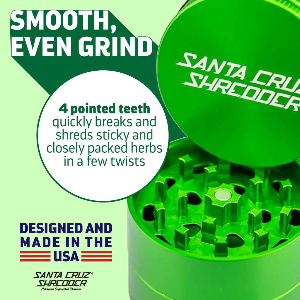 Santa Cruz Shredder 3-Piece Herb Grinder – Medium 2 1/8" Aluminum Green