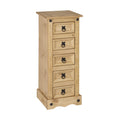 Corona 5 Drawer Narrow Chest – Mexican Solid Pine Wood