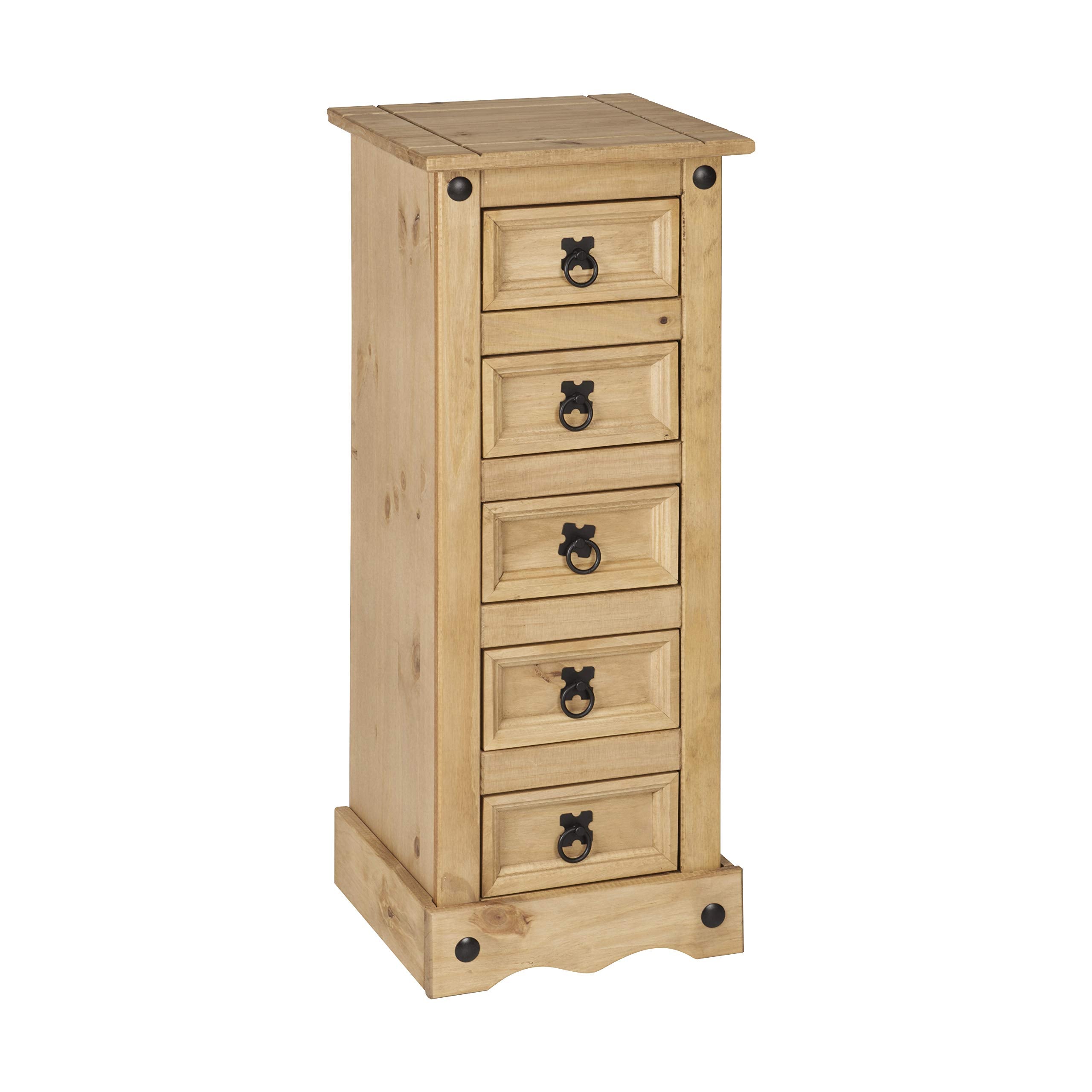 Corona 5 Drawer Narrow Chest – Mexican Solid Pine Wood