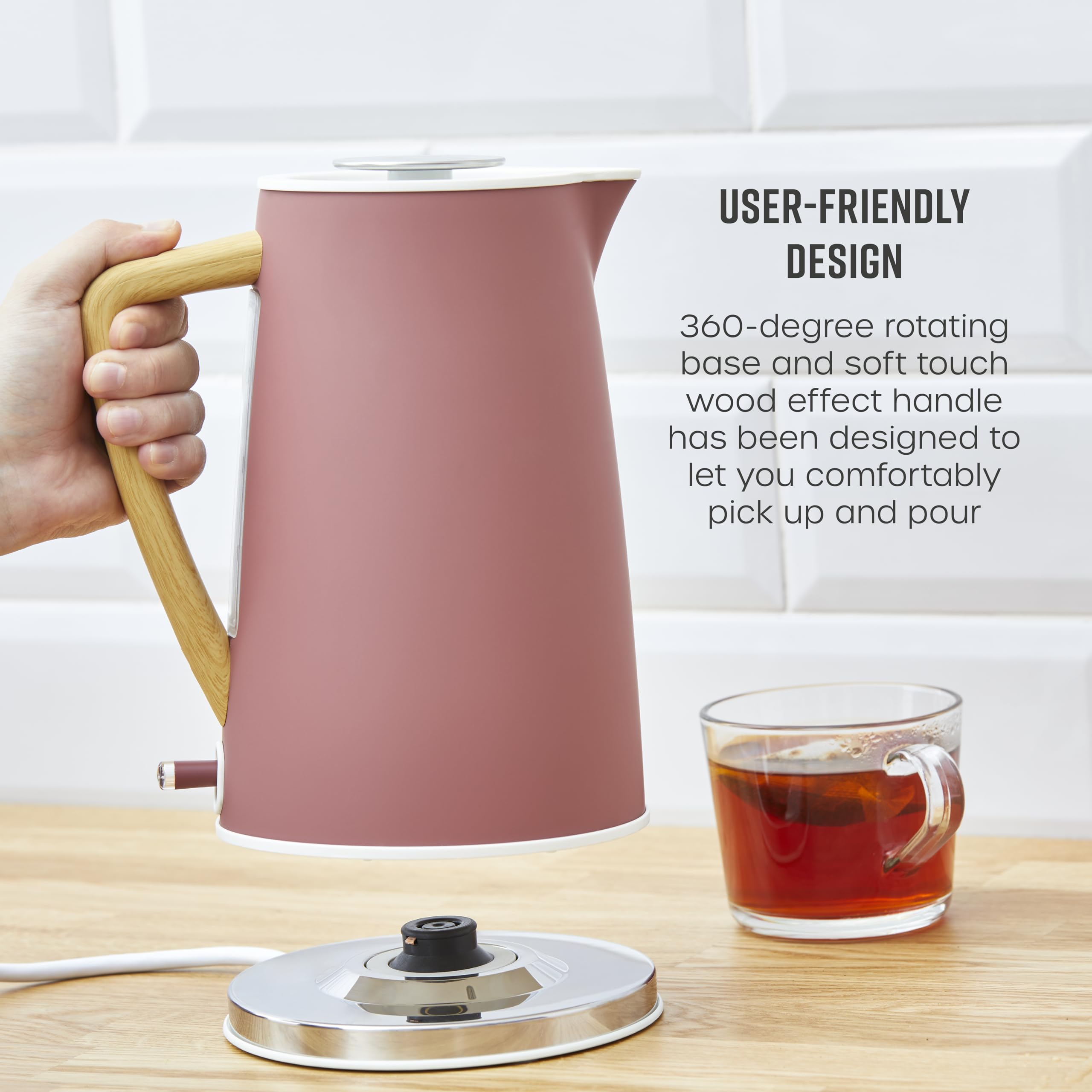 Swan Nordic Cordless Electric Kettle | 1.7L Rapid Boil | Fuchsia Rose