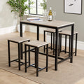 Jolof Store Industrial Breakfast Bar Set | Oak Top & 4 Stools
