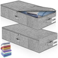 BOBILIFE Under bed storage box, 2pcs foldable under bed storage box, 33.46×15.75×4.72in with 3 handles and double zipper