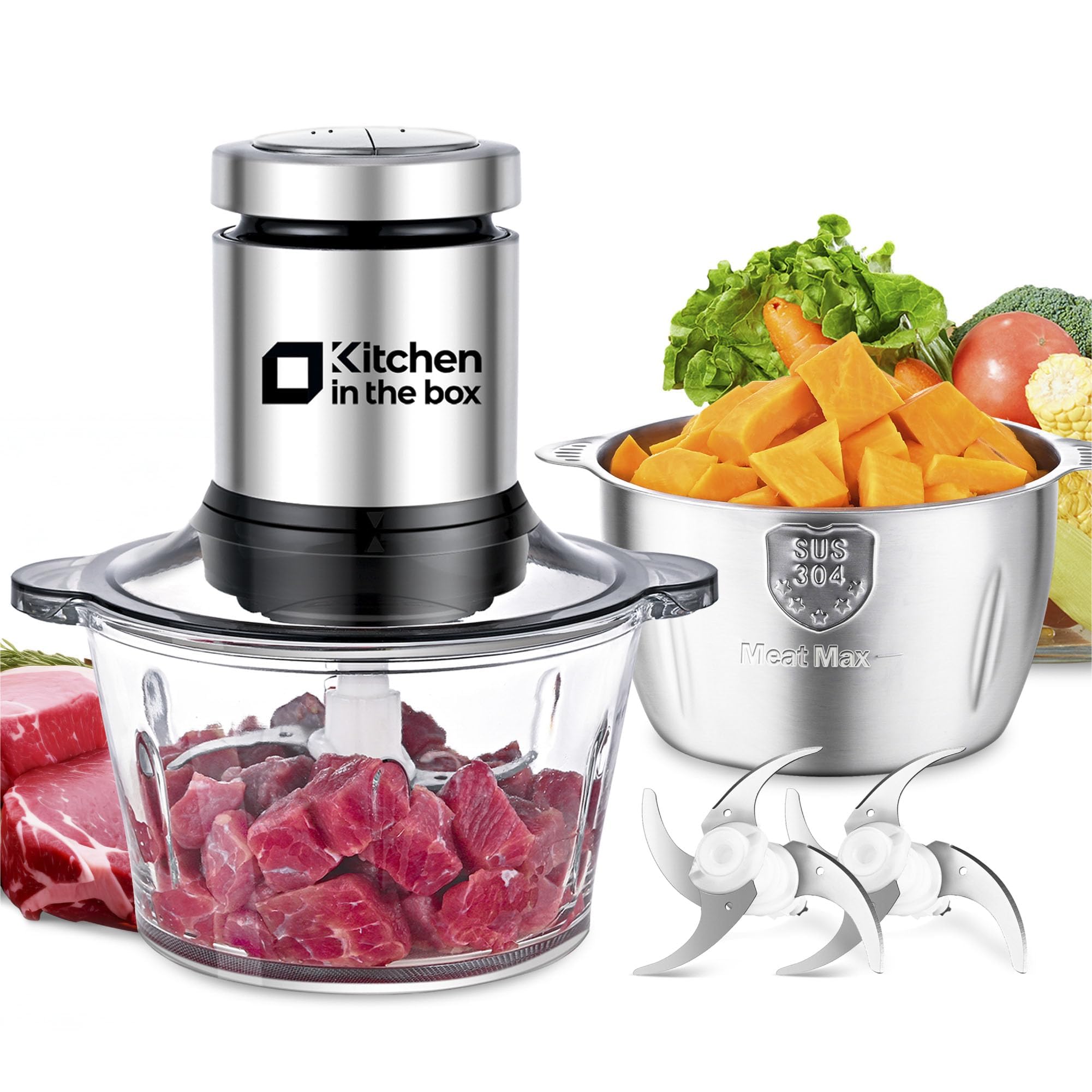 Kitchen in the Box 2L+2L Electric Food Processor & Meat Chopper